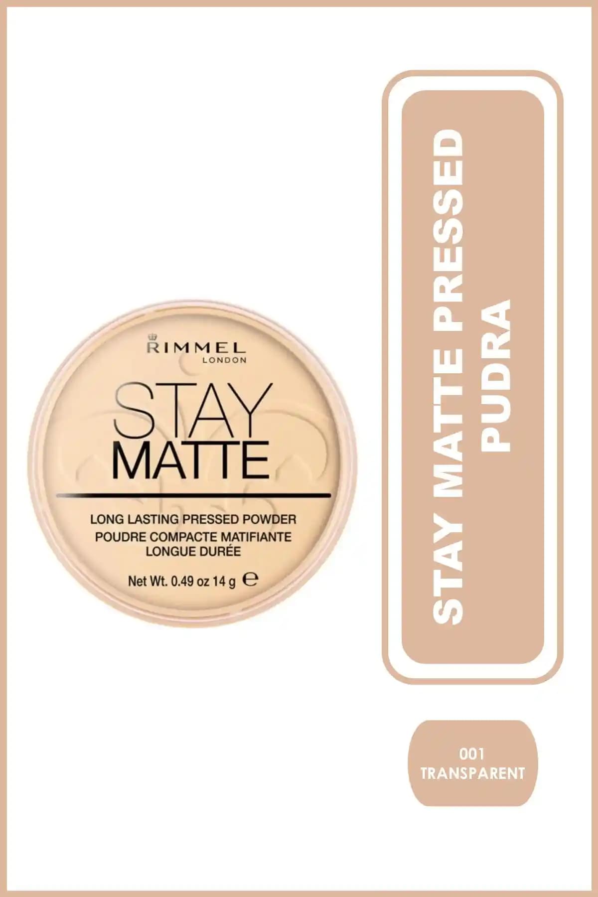 Rimmel Stay Matte Pudra 001 Pembe: Mat Görünüm ve Yağ Kontrolü Sağlayan Kompakt Pudra