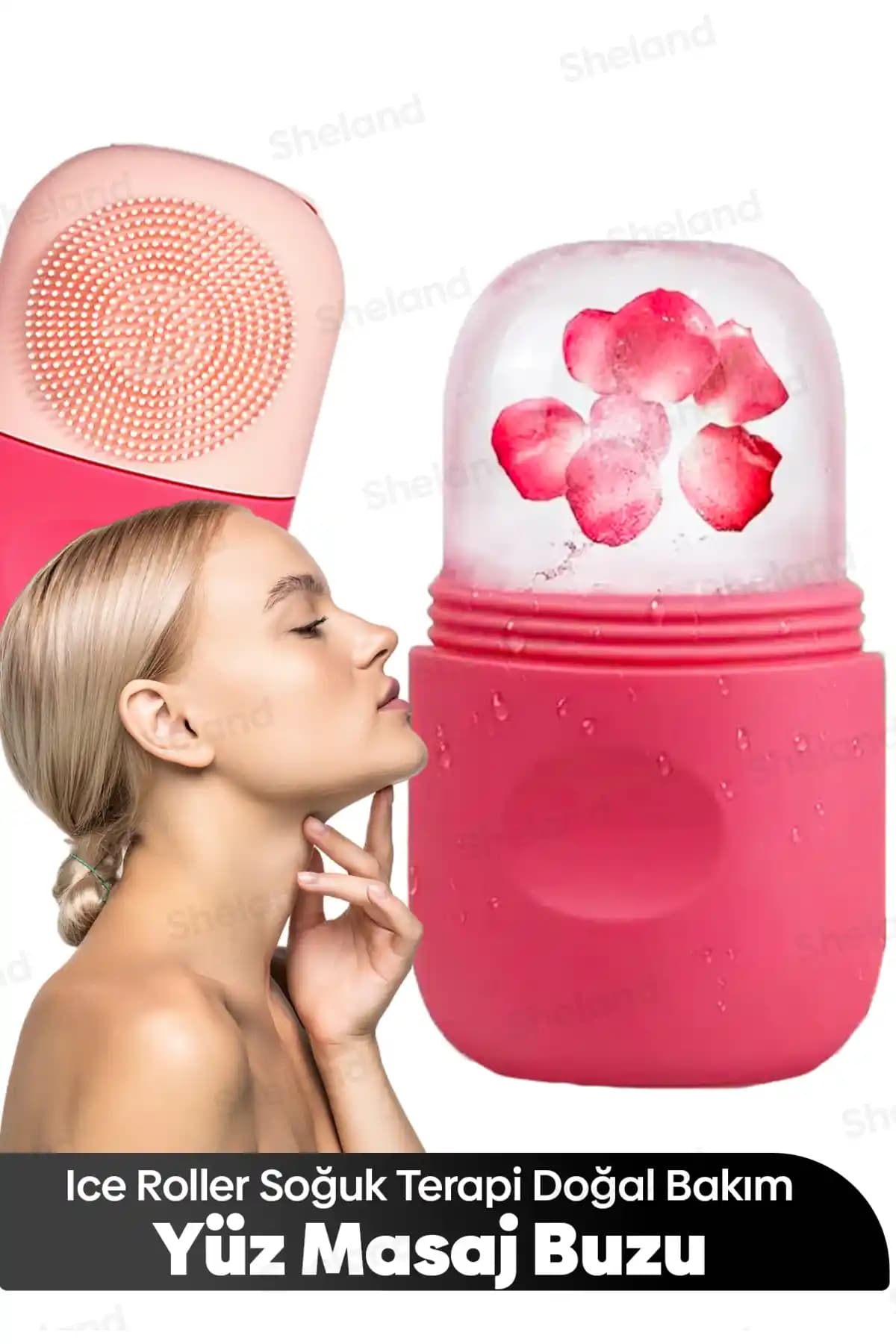 Sheland Pro Temizleme Fırçalı Ice Cube ile Soğuk Yüz Masajı ve Sıkılaştırıcı Etkiler
