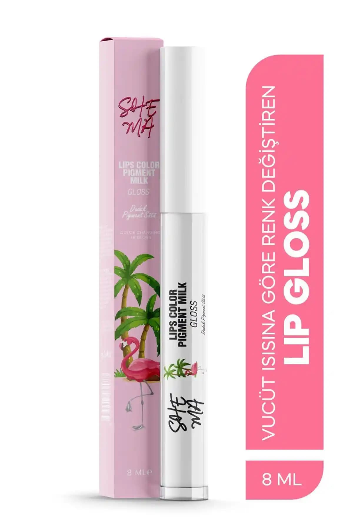 Shema Dudak Pigment Sütü: Nemlendirme, ısısal renk değişimi ve ışıltılı dudak görünümü