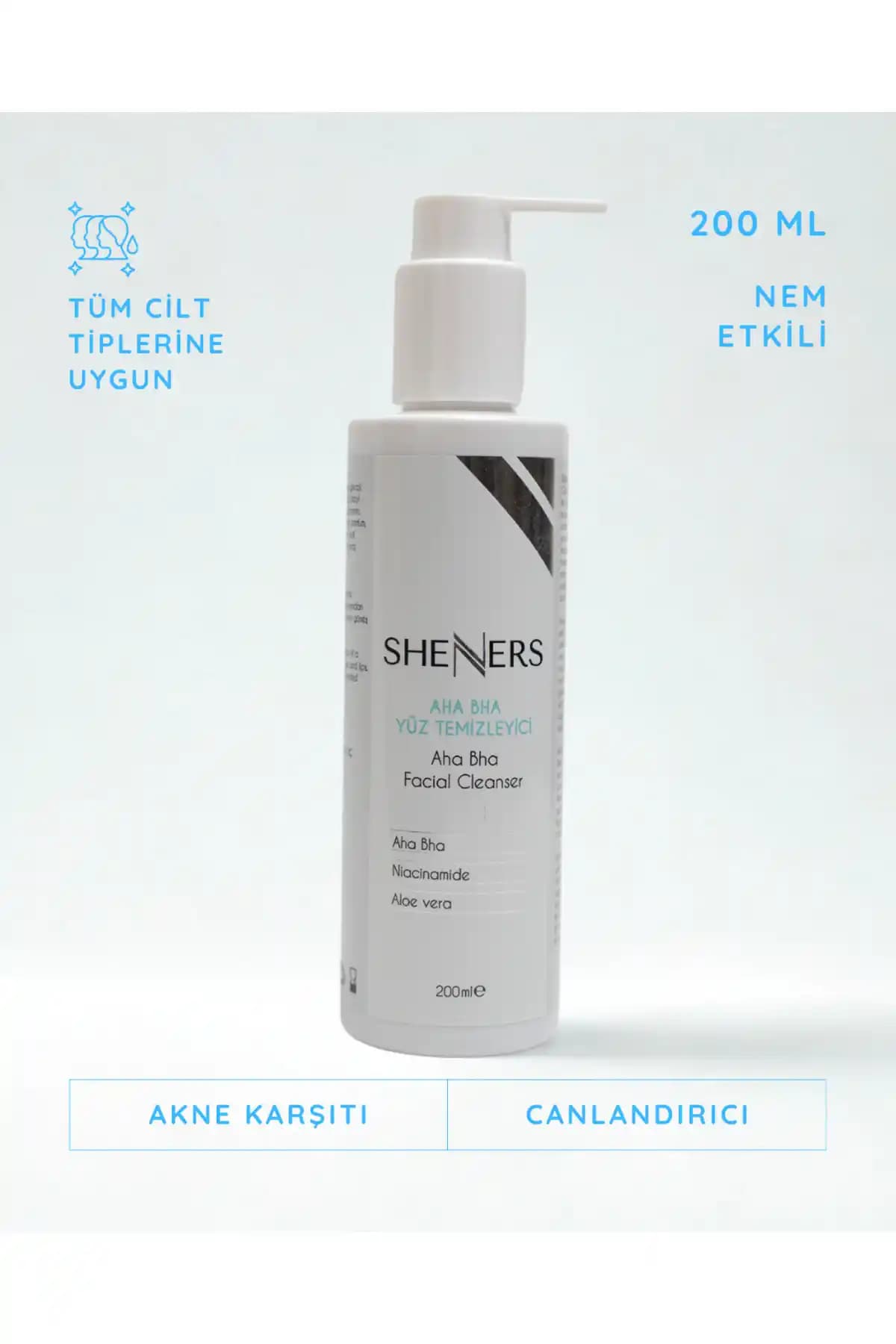 Sheners AHA/BHA Doğal Yüz Temizleme Jeli - Kuru Ciltler İçin Gözenek Temizliği