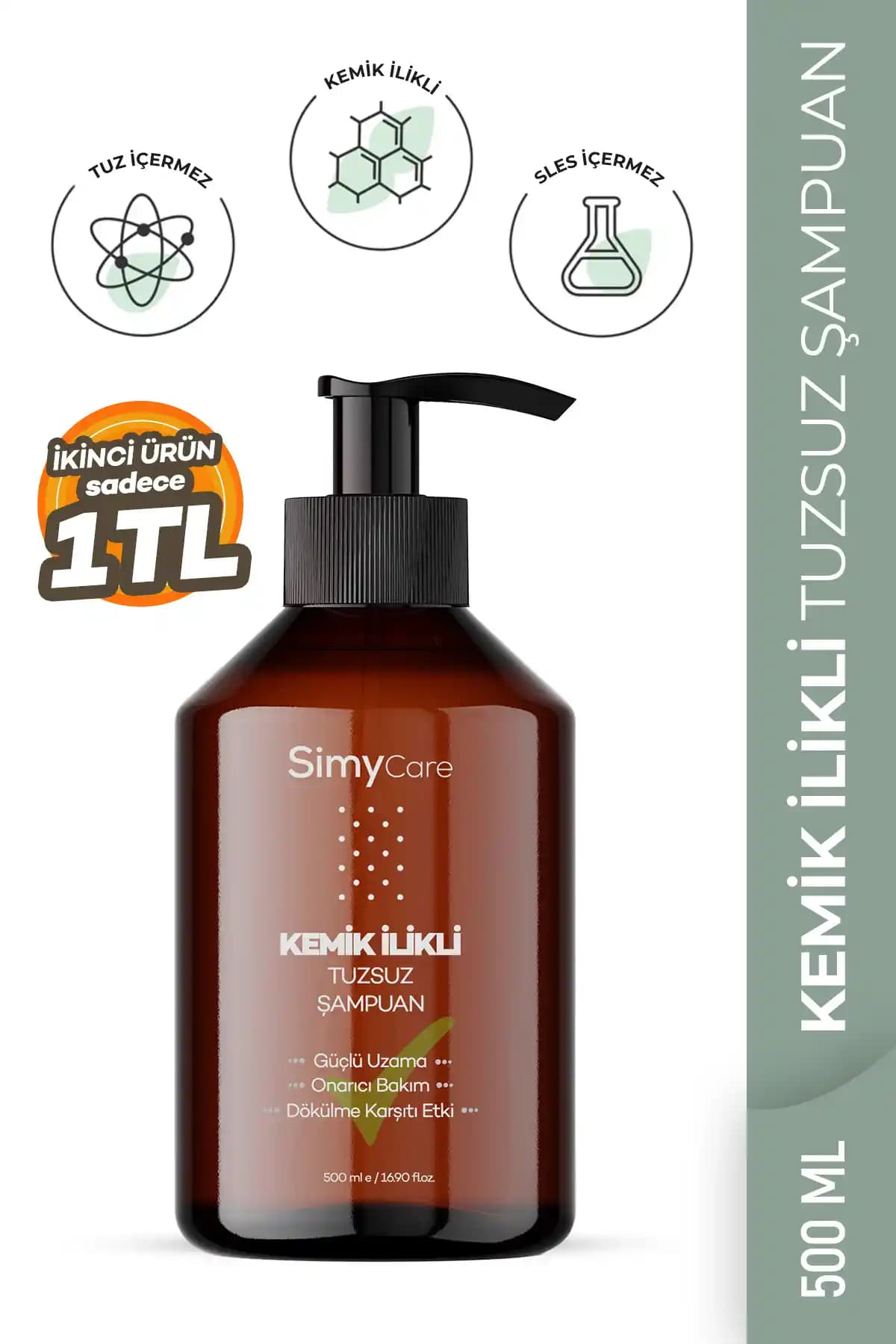SimyCare Kemik İlikli Tuzsuz Şampuanı – Sülfatsız, Tüm Saç Tipleri için 500 ml