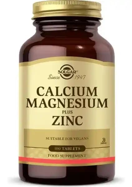 Solgar Calcium Magnesium Plus Zinc 100 Tablet: Kemik Sağlığı ve Kas Fonksiyonunu Destekleyen Mineraller