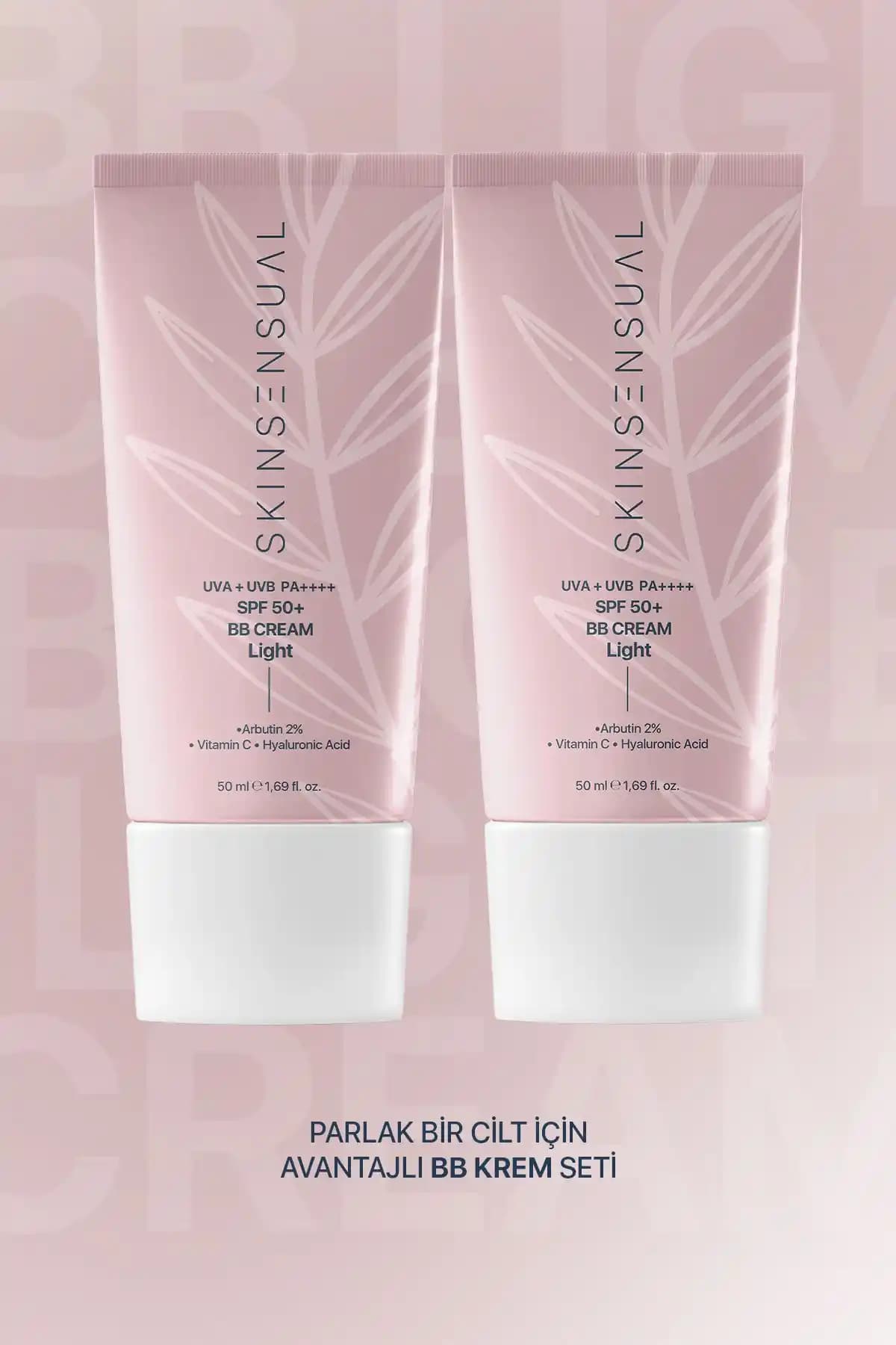 SPF50+ Parlak BB Krem Seti: Tüm Cilt Tipleri İçin Orta Kapatıcılık ve Günlük Kullanım