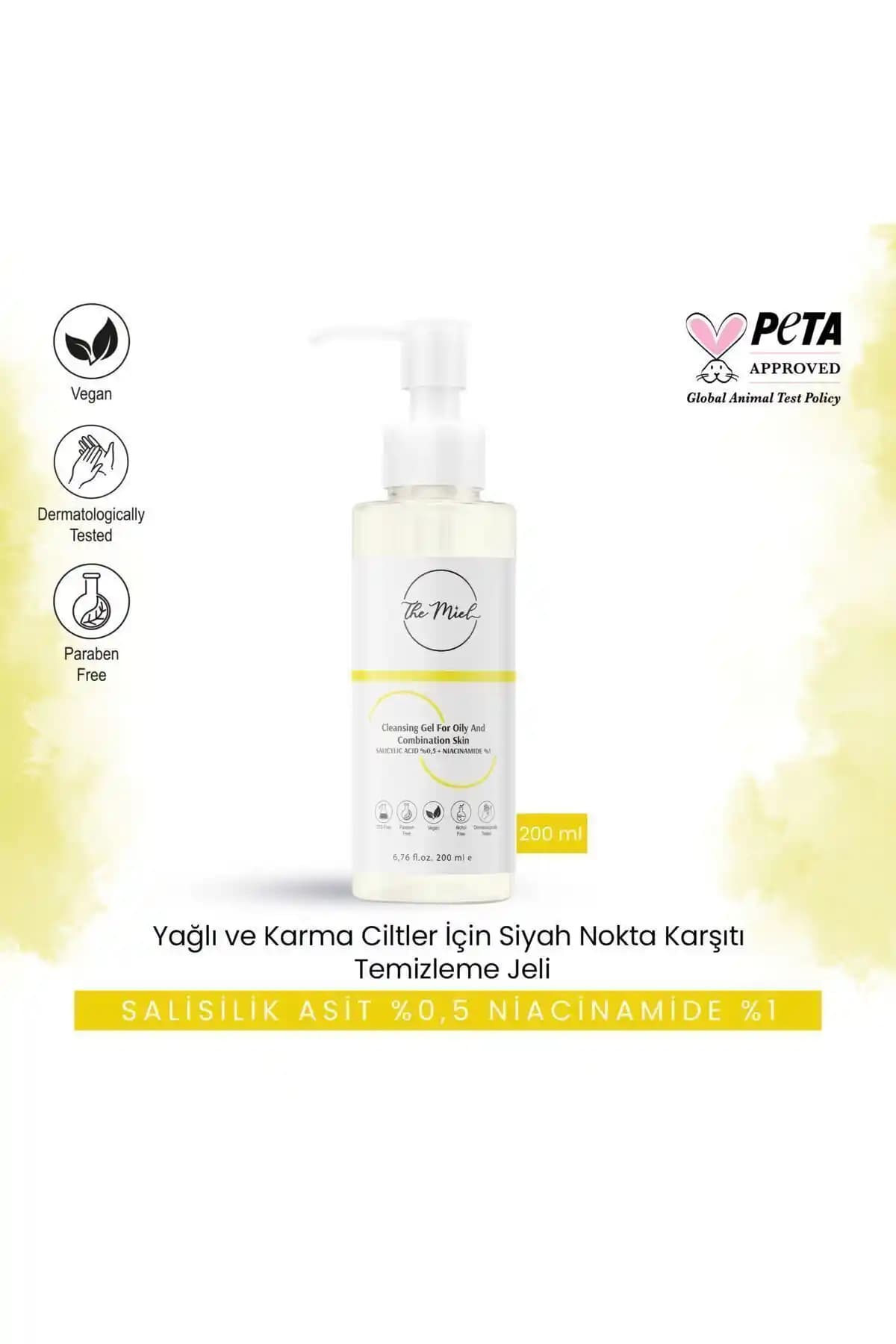 THE MİEL Yağlı/Karma Ciltler için Siyah Nokta Arındırıcı Jel: Salisilik Asit ve Niacinamide