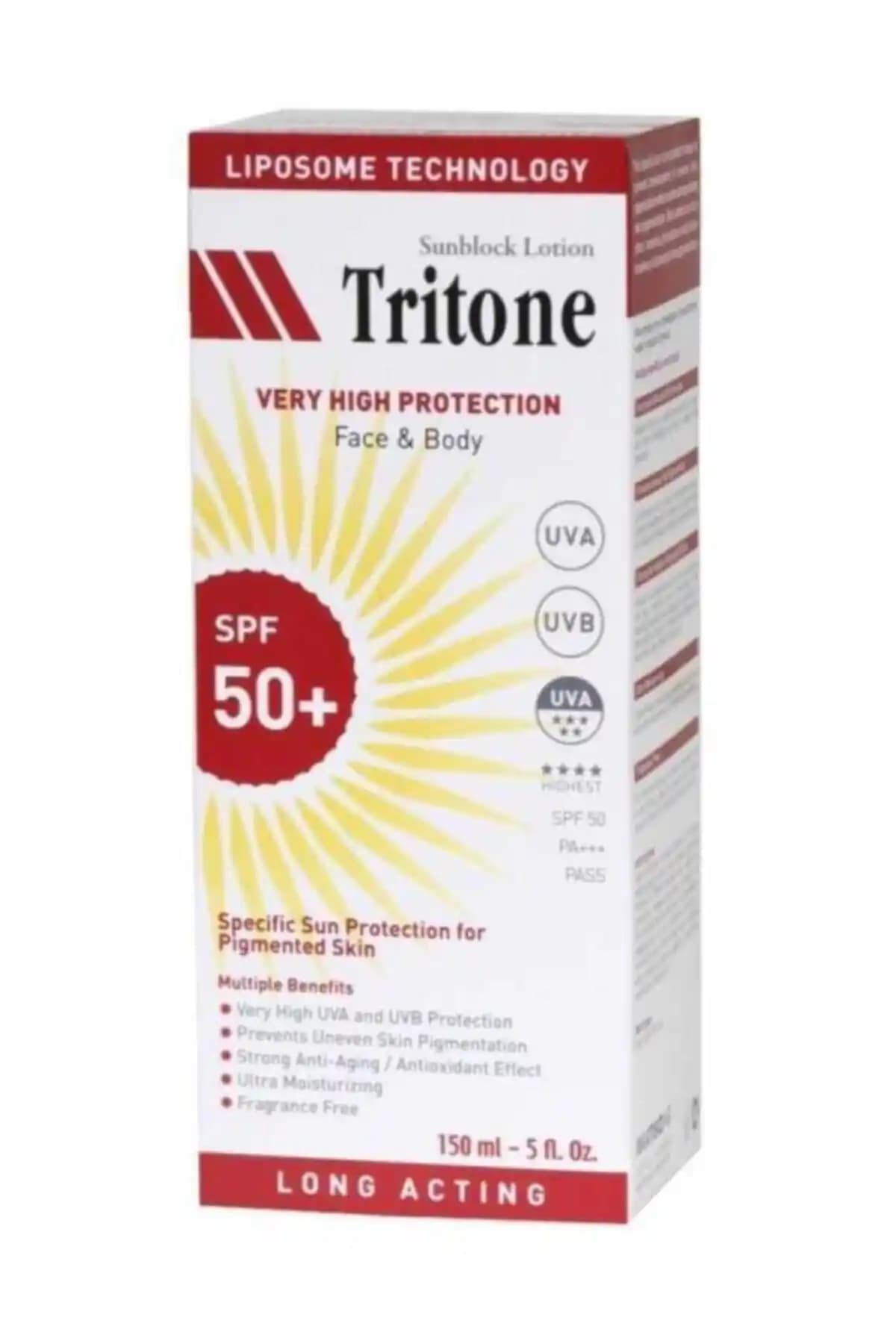 Tritone SPF50 Güneş Koruyucu Losyon: Renksiz, Parfümsüz ve Nemlendirici Özellikli