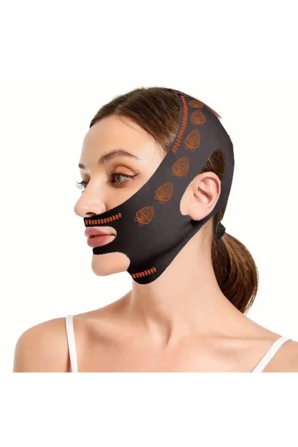 Türkiye Üretimi Masaj Topları İçeren Elastik Kumaşlı Yüz Şekillendirme Cihazı Çene Hattı