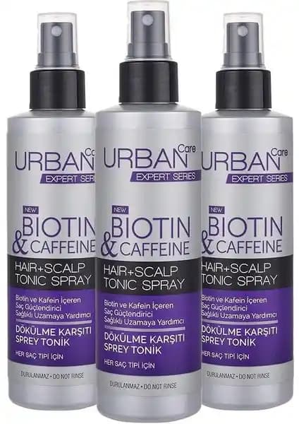 Urban Care Expert Biotin & Kafein Sprey Tonik 200 ml x 3: Vegan formüllü saç bakım çözümleri
