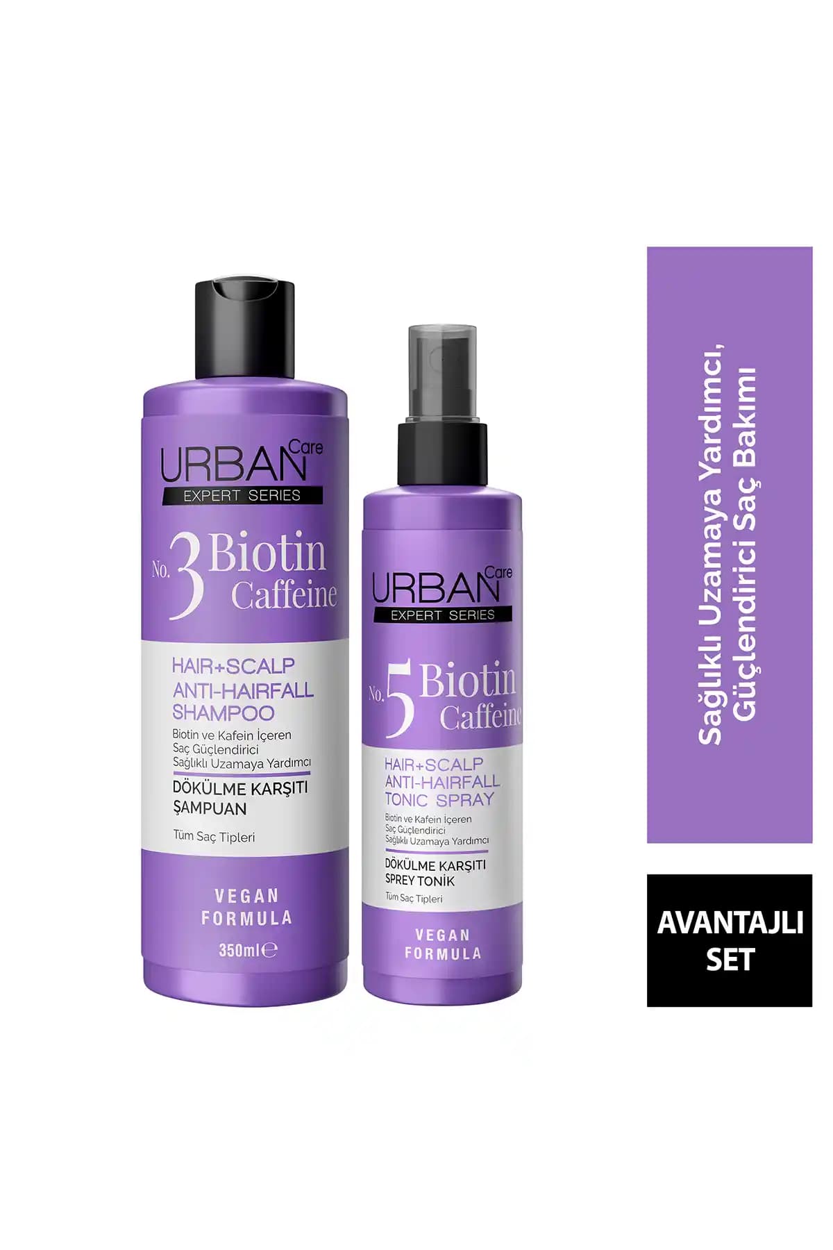 Urban Care Expert Biotin ve Kafein Dökülme Karşıtı Şampuan ve Tonik Seti Vegan Sülfatsız