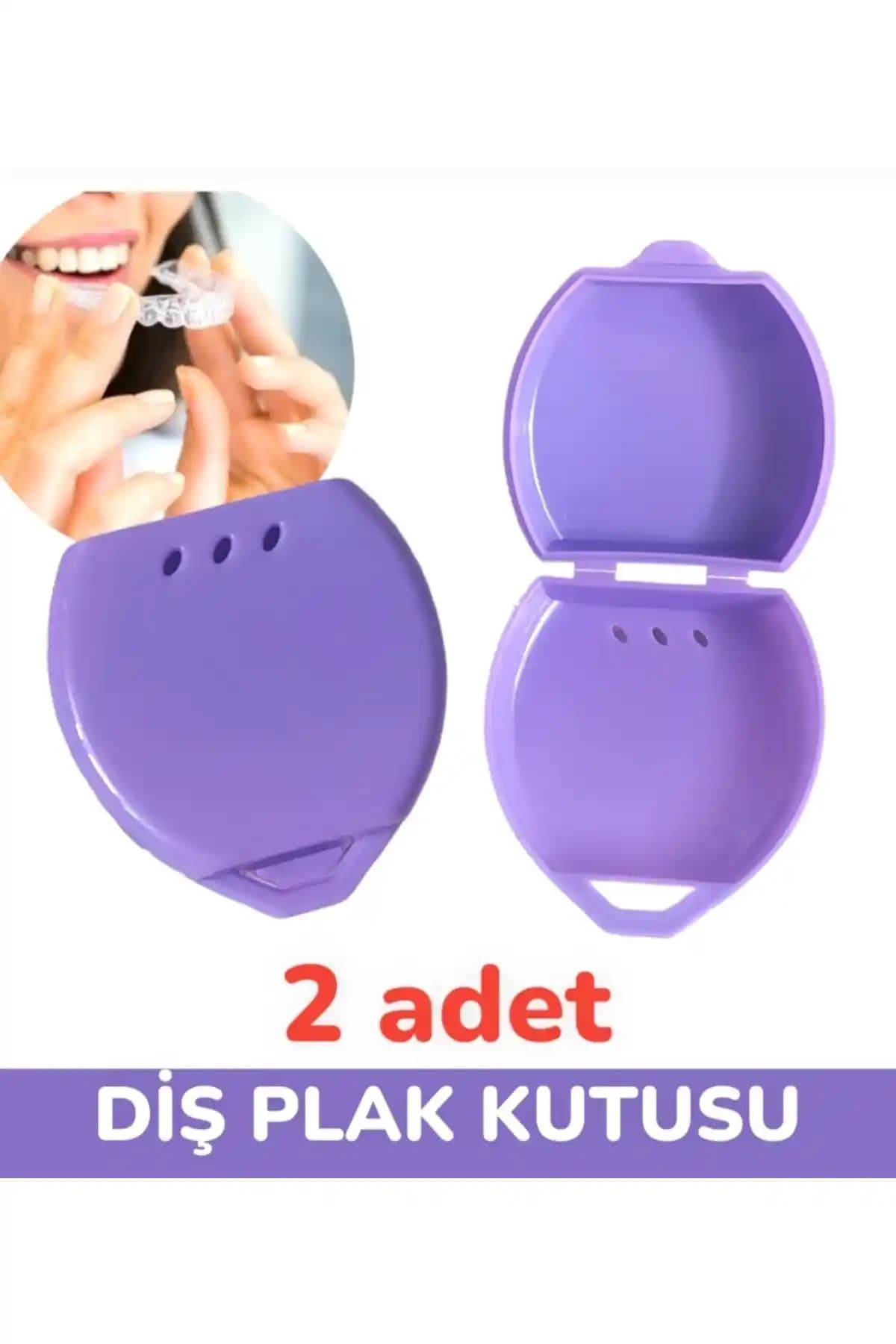 Vulli Mor Diş Plak Kutusu 2'li Set: Yıkanabilir, Nefes Alabilir ve Koku Önleyici
