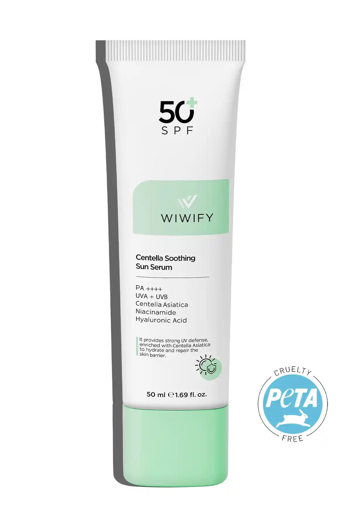 WIWIFY Yatıştırıcı Onarıcı Yüksek Korumalı Centella Güneş Serumu SPF50+ PA++++ 50 ml