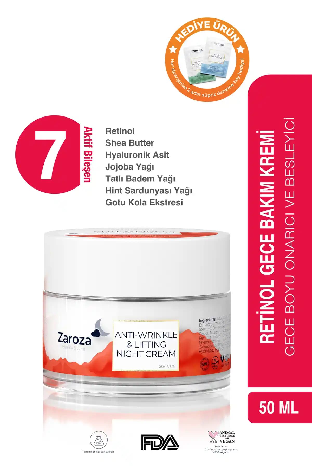 ZAROZA Retinol Gece Nemlendirici Yüz Kremi: Nem, Yenilenme ve Yaşlanma Karşıtı Etki