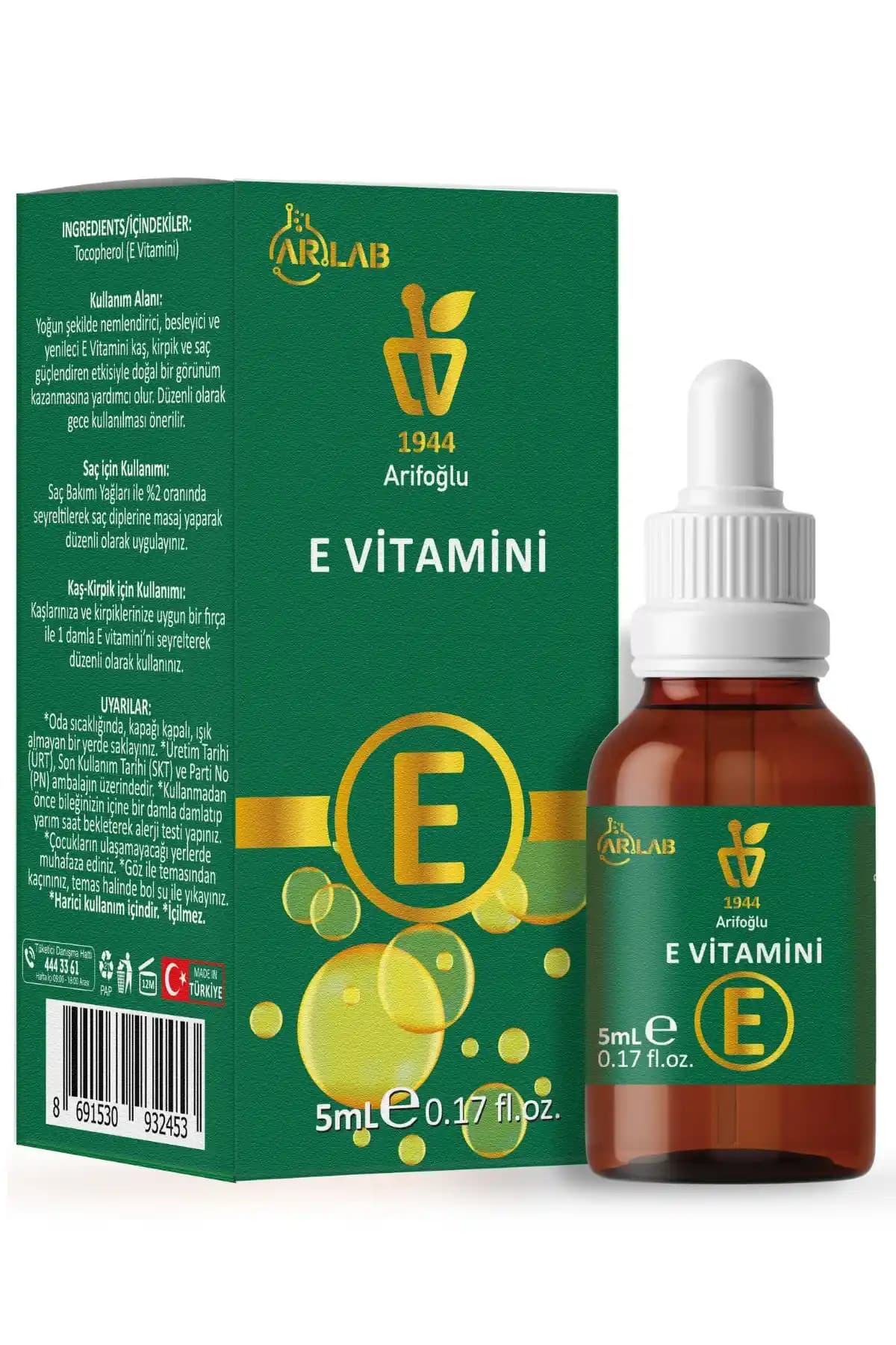 Arifoğlu E Vitamini 5ml %100 Saf Arlab: Doğal ve Etkili Vitamin Takviyesi