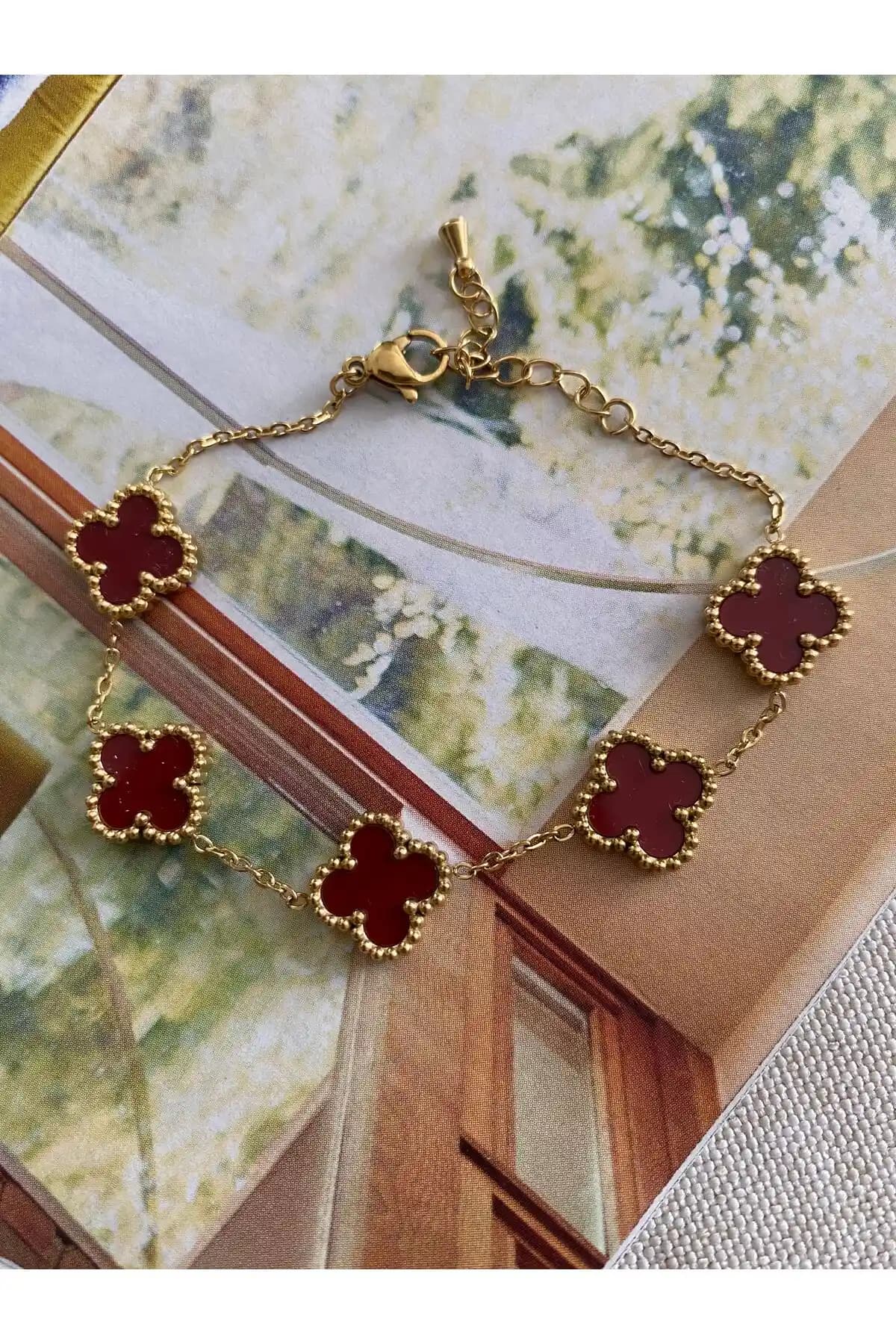 ATELİERGONCA Bordo Çelik Çift Yönlü Bileklik: Şık ve Dayanıklı Tasarım