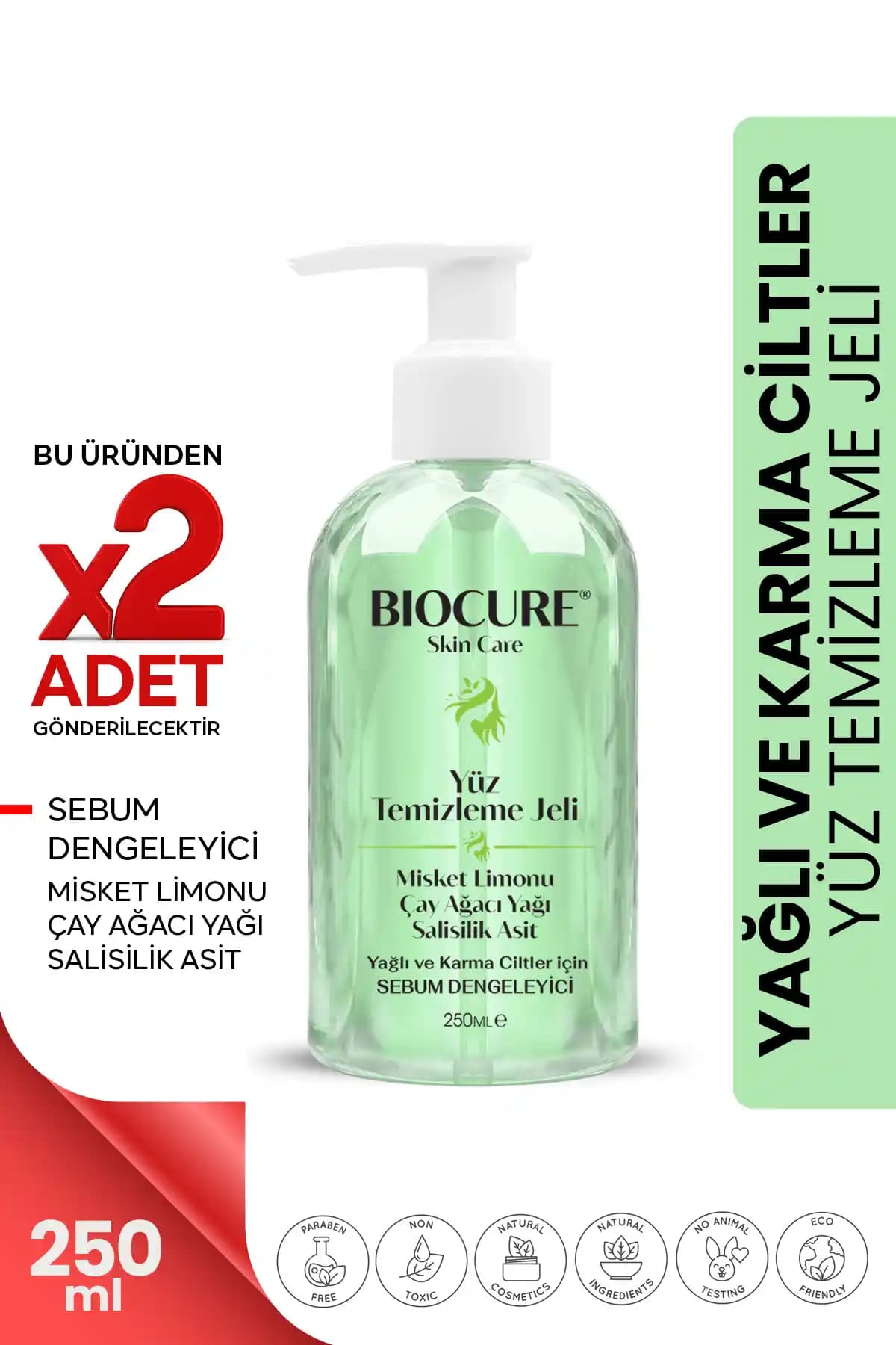 Biocure Yüz Temizleme Jeli: Karma ve Yağlı Ciltler İçin Derinlemesine Temizlik ve Nem Dengesi