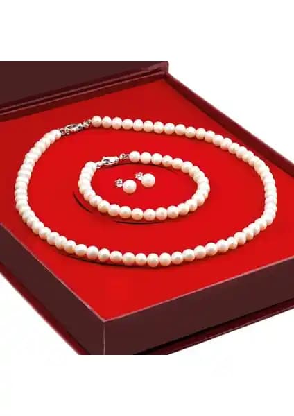 Chavin Doğal İnci Takı Seti: 925 Ayar Gümüş Kolye, Küpe ve Bileklik Özellikleri