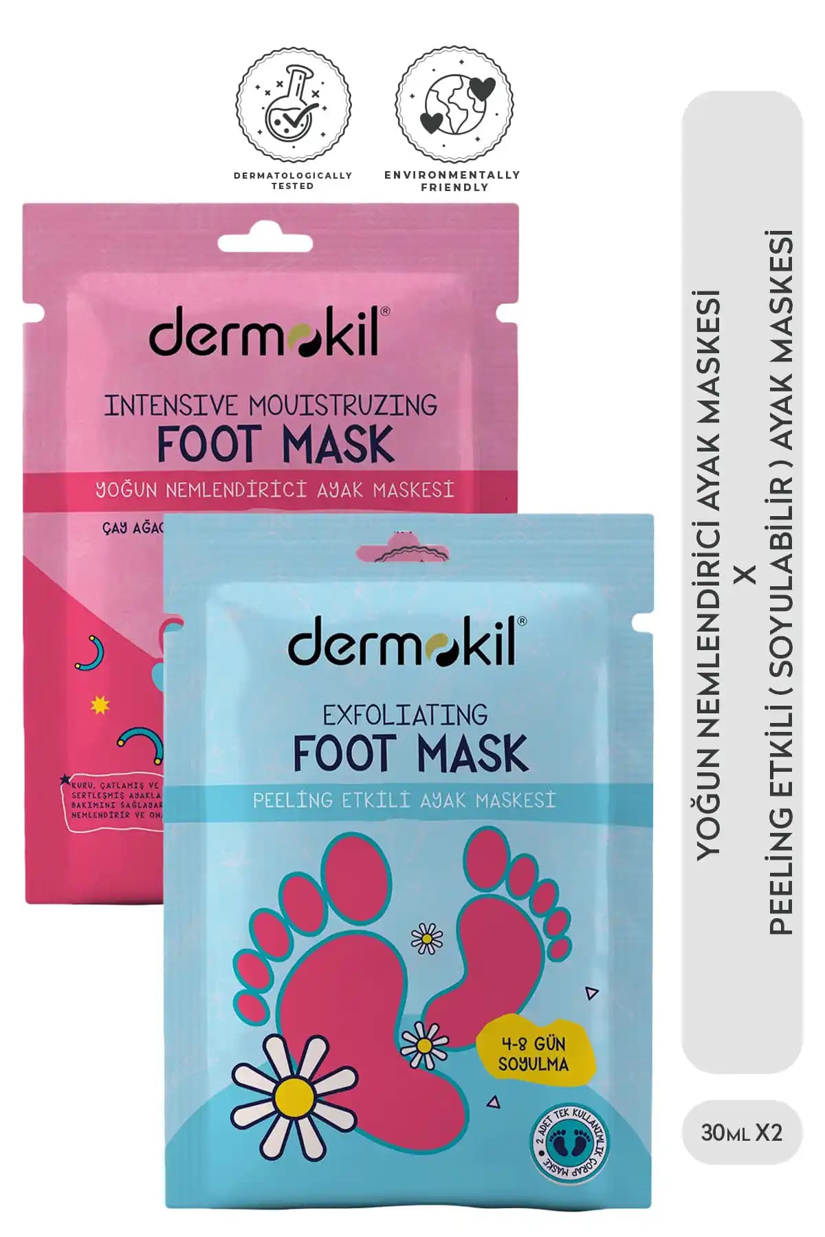 Dermokil Peeling ve Yoğun Nemlendirici Ayak Maskesi 2'li Set ile Etkili Ayak Bakımı