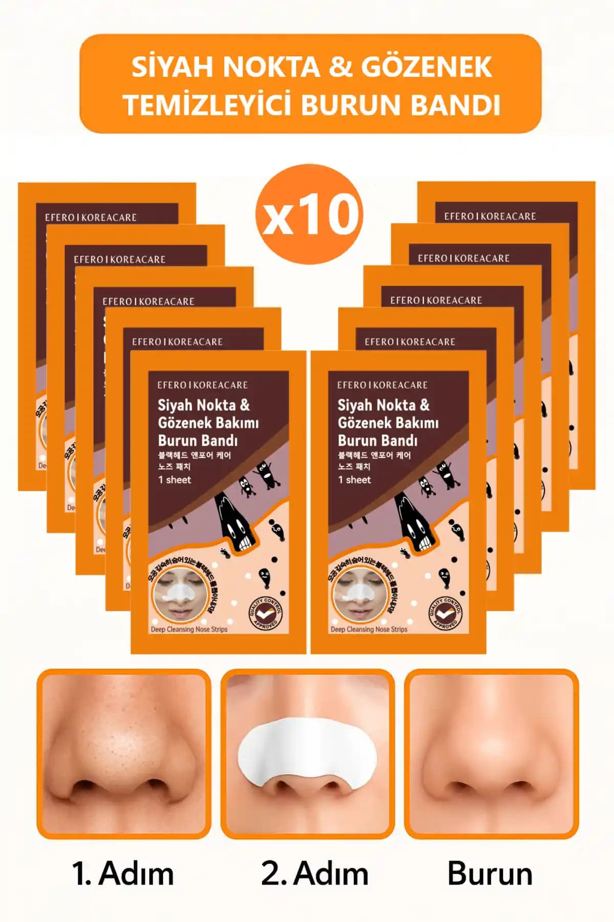Efero 10'lu Siyah Nokta ve Gözenek Temizleyici Burun Bandı ile Derinlemesine Cilt Bakımı