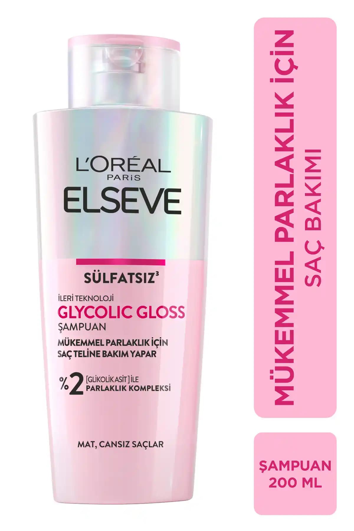 Elseve Glycolic Gloss 200ml Sülfatsız Şampuan ile Mükemmel Saç Parlaklığı Sağlayın