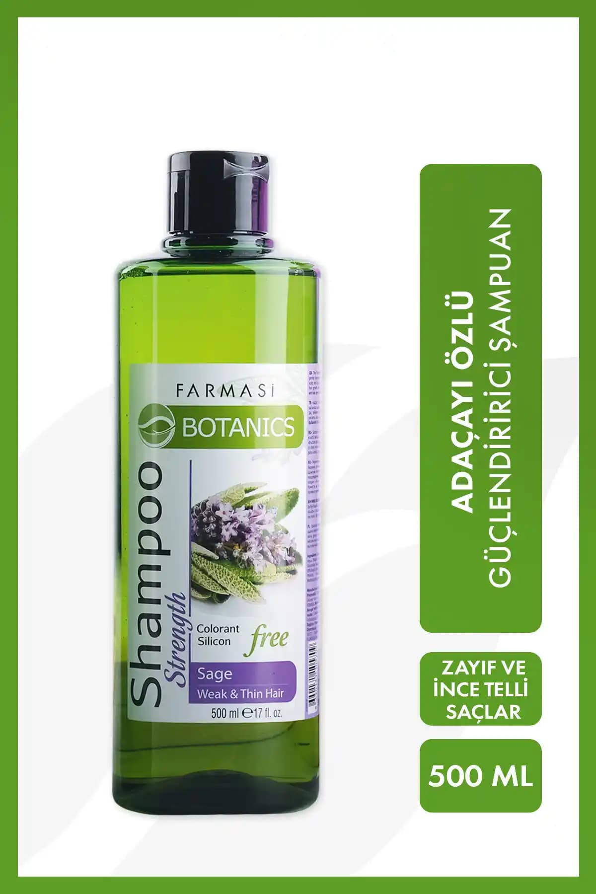 Farmasi Botanics Adaçayı Özlü Güçlendirici Şampuan 500 ml - İnce Telli Saçlar İçin Doğal Bakım
