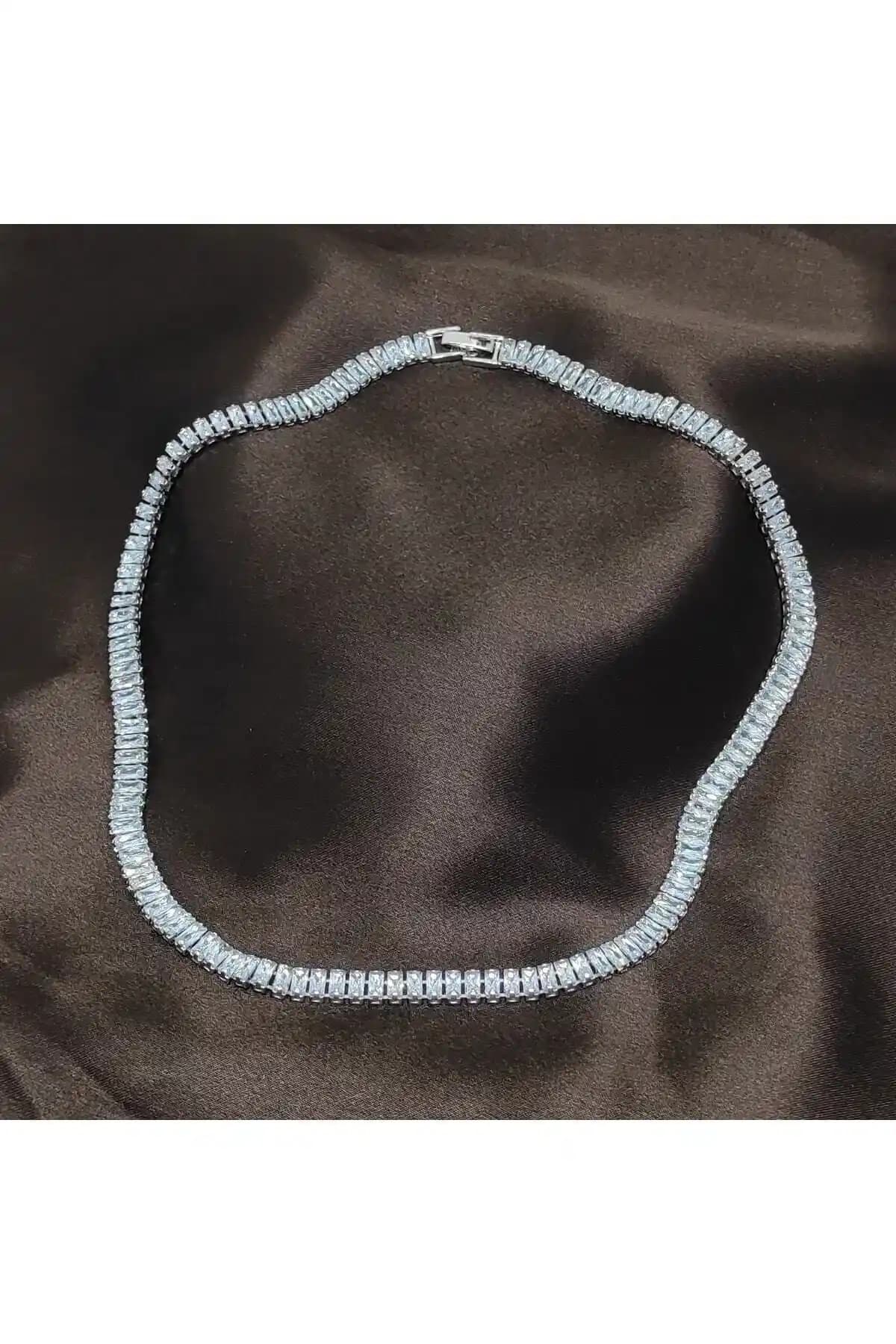 Genel Markalar Suyolu Kolye Baget Taşlı Zirkon Taşlı Zirkonyum 44 Cm Gümüş Renk