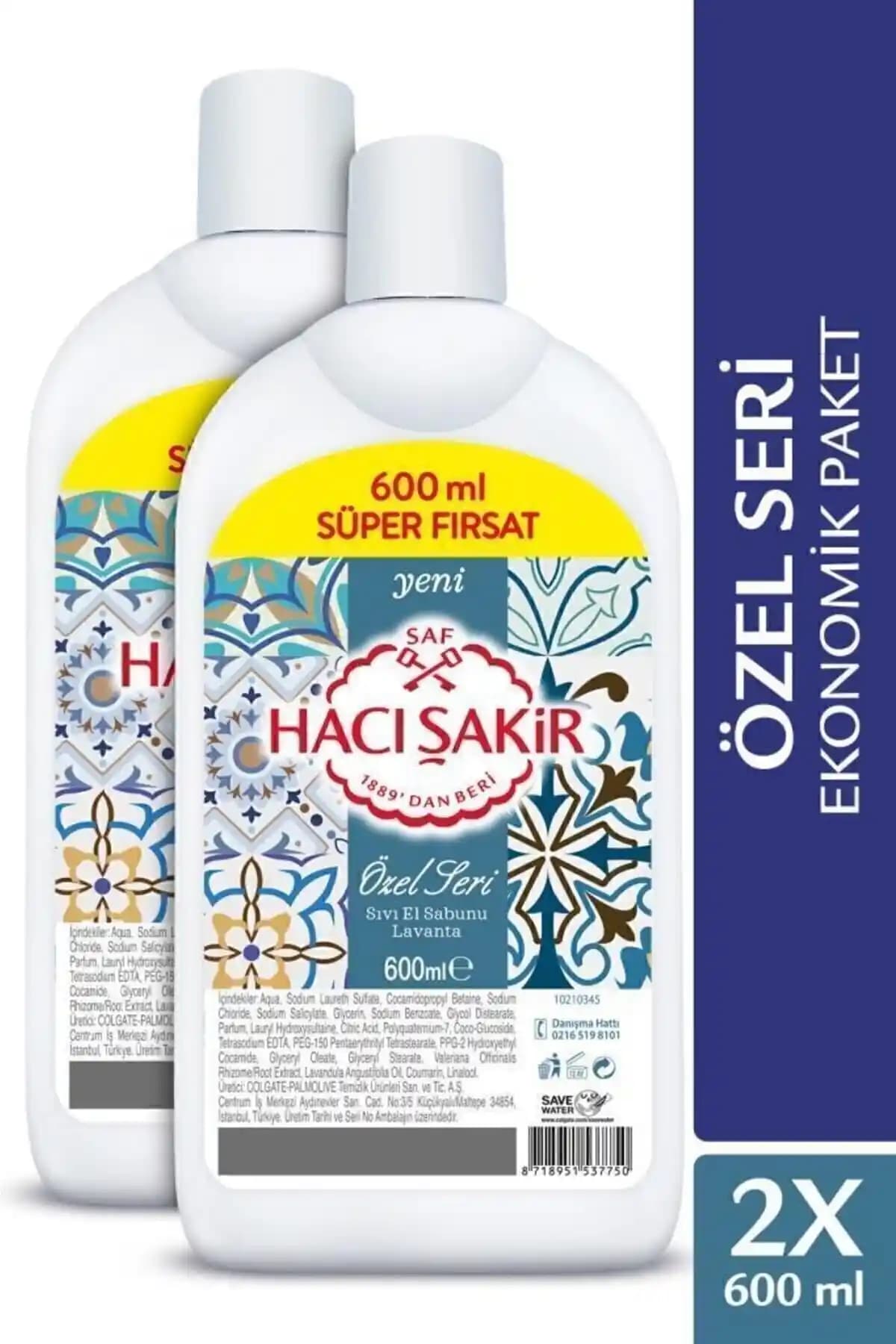 Hacı Şakir Lavanta Özel Seri 600 ml x2 Sıvı Sabun Paketi – Kalıcı ve Ferahlatıcı Temizlik