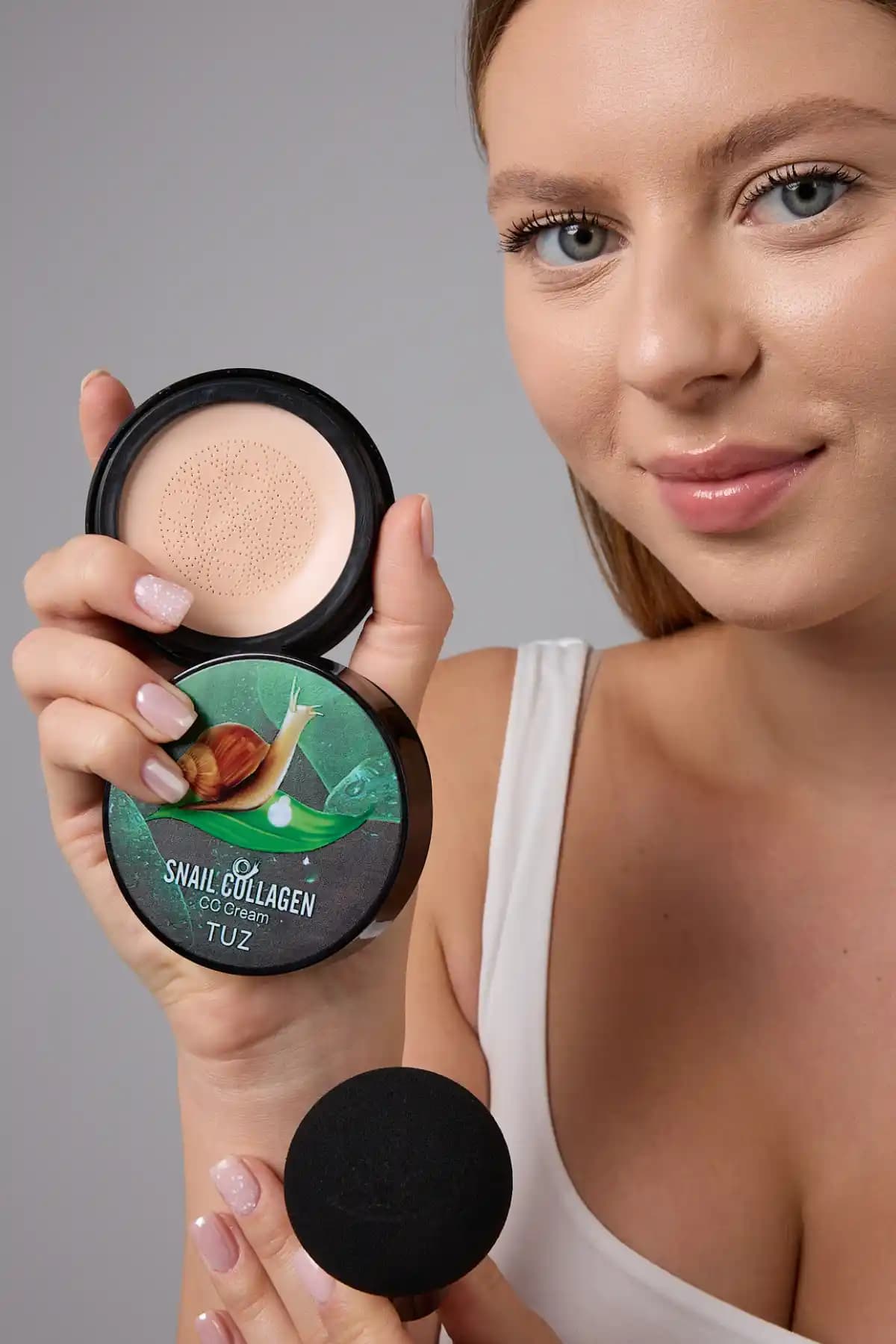 Lady Beauty Tuz Salyangoz Özlü Fondöten Mantar Kafa Süngerli: Doğal ve Yüksek Kapatıcılık