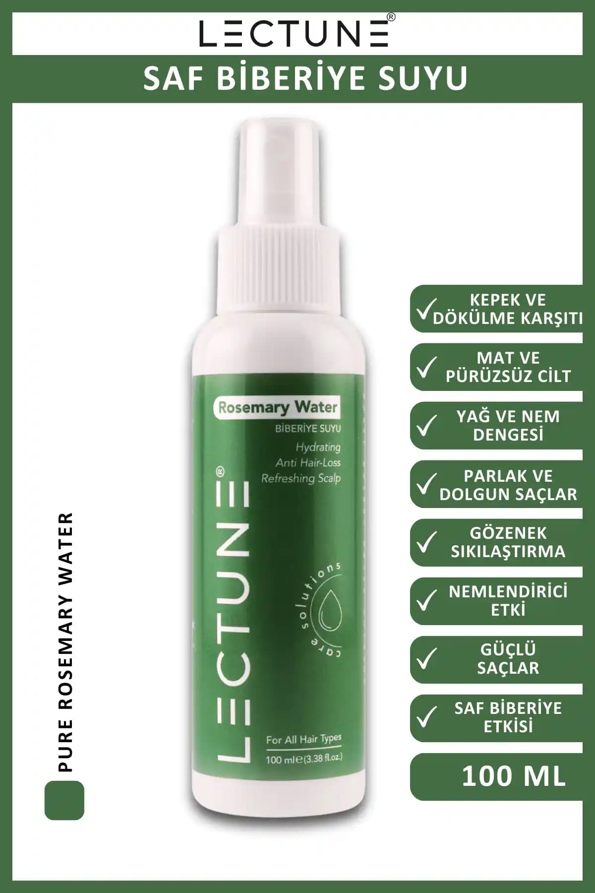 LECTUNE Saf Biberiye Suyu ile Saç Dökülmesini Önleyip Hızlı Uzamayı Destekleyin