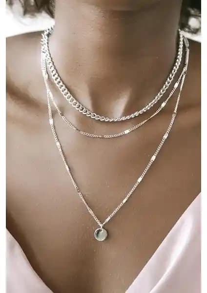 New Obsessions Gümüş Pullu Kolye Seti: Zarif ve Dayanıklı Katmanlı Tasarım