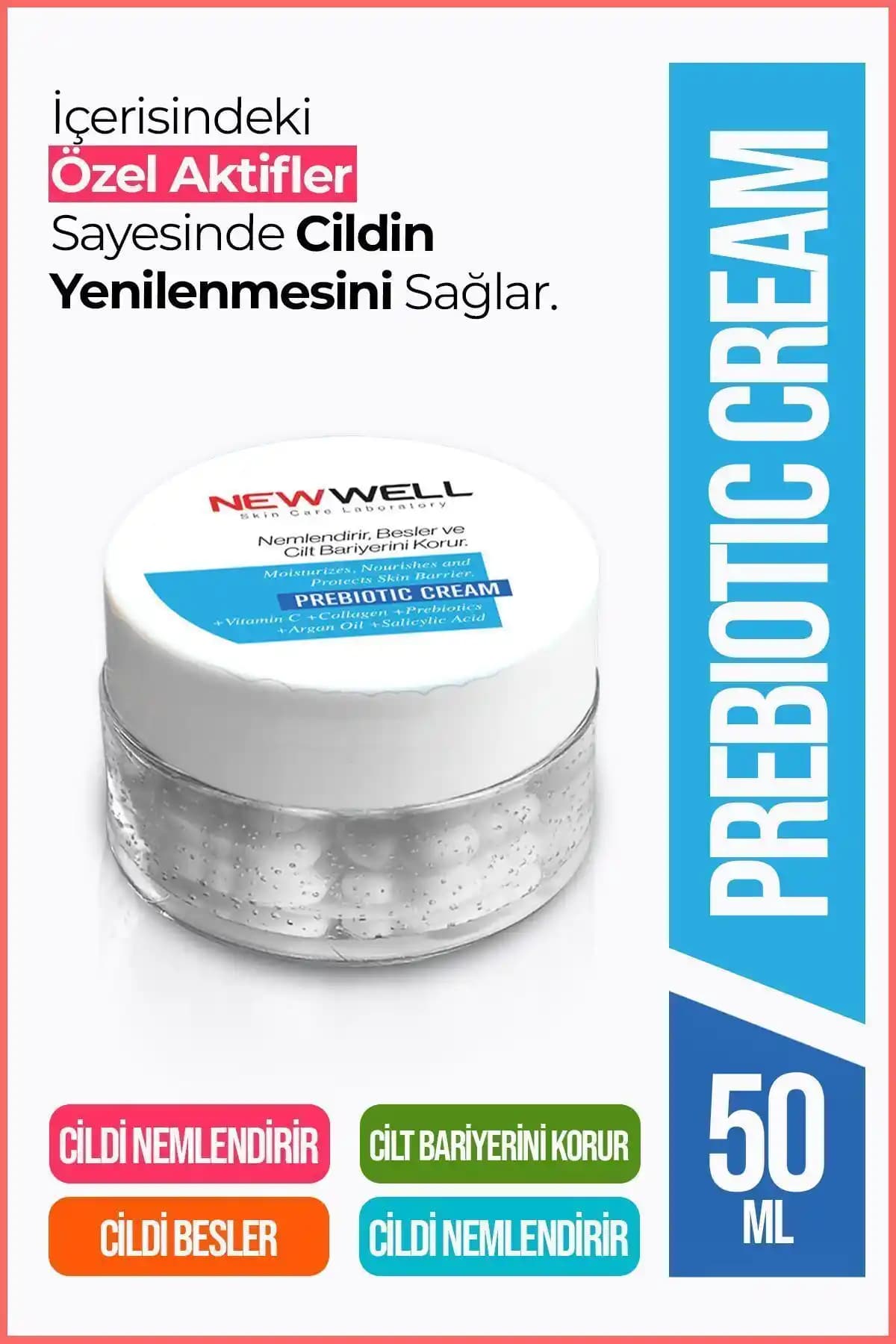 New Well Prebiotic Cream 50 ml: Nemlendirme ve Yaşlanma Karşıtı Cilt Bakımı