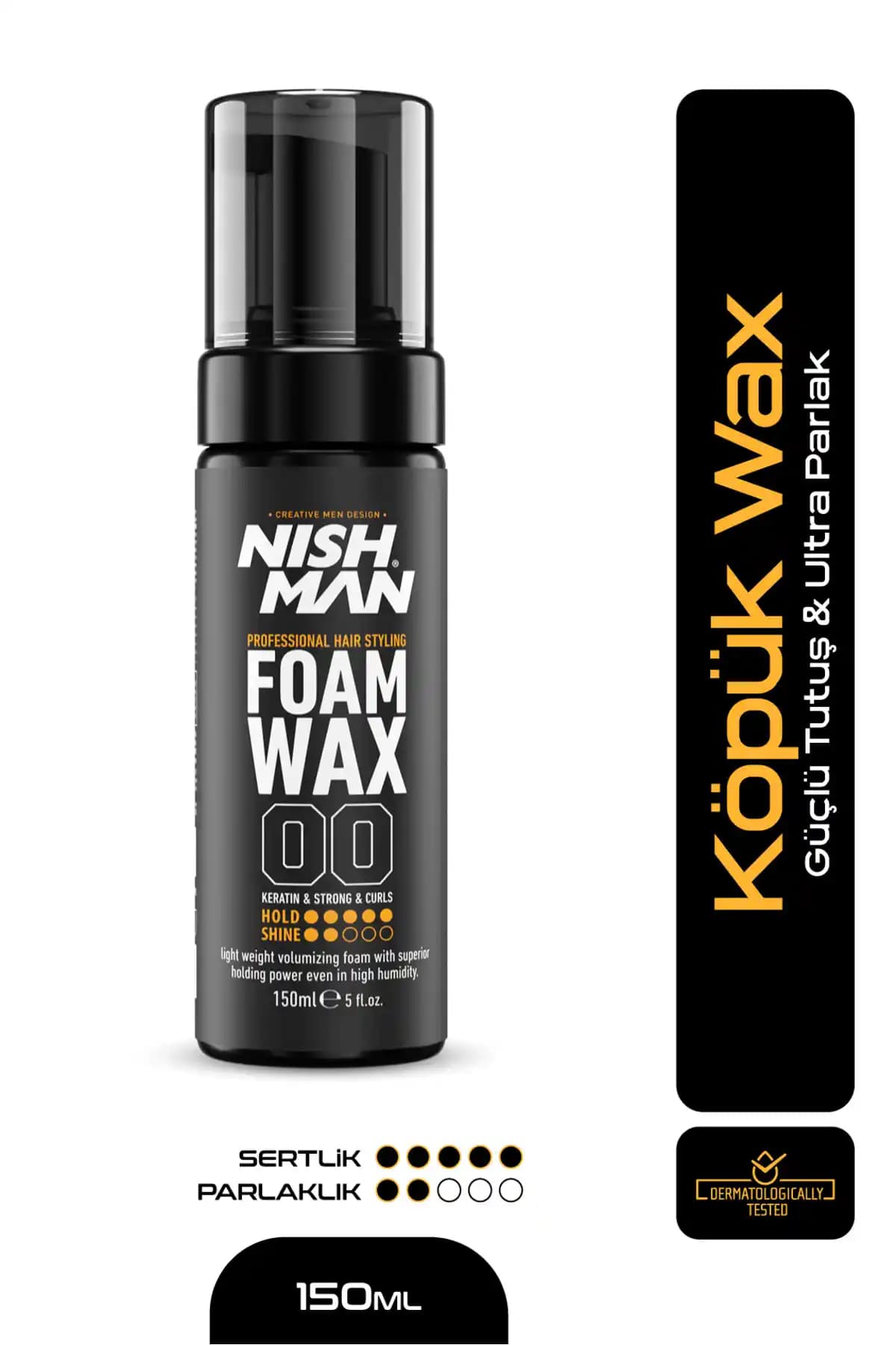 NISHMAN Saç Şekillendirici Köpük Wax 150 ml ile Güçlü Tutuculuk ve Doğal Hacim