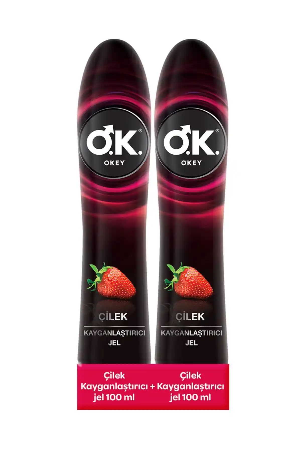 Okey Çilek Kayganlaştırıcı Jel 2'li Set 200 ml - Doğal Aloe Vera ve Uzun Süreli Kayganlık