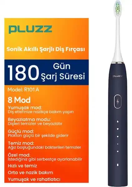 Pluzz R101A Sonik Şarjlı Diş Fırçası: Uzun Pil Ömrü ve Çoklu Temizlik Modlarıyla Etkili Ağız Bakımı