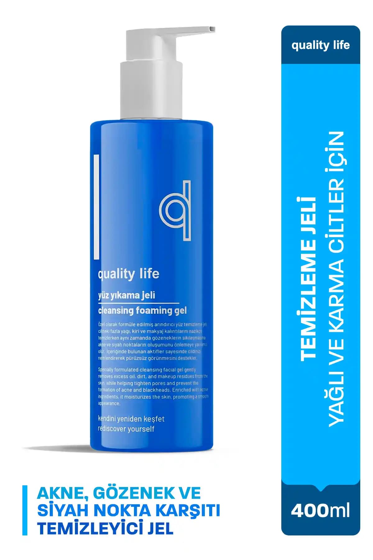 Quality Life Yüz Temizleme Jeli 400 ML: Yağlı ve Karma Ciltler İçin Etkili Temizlik ve Bakım