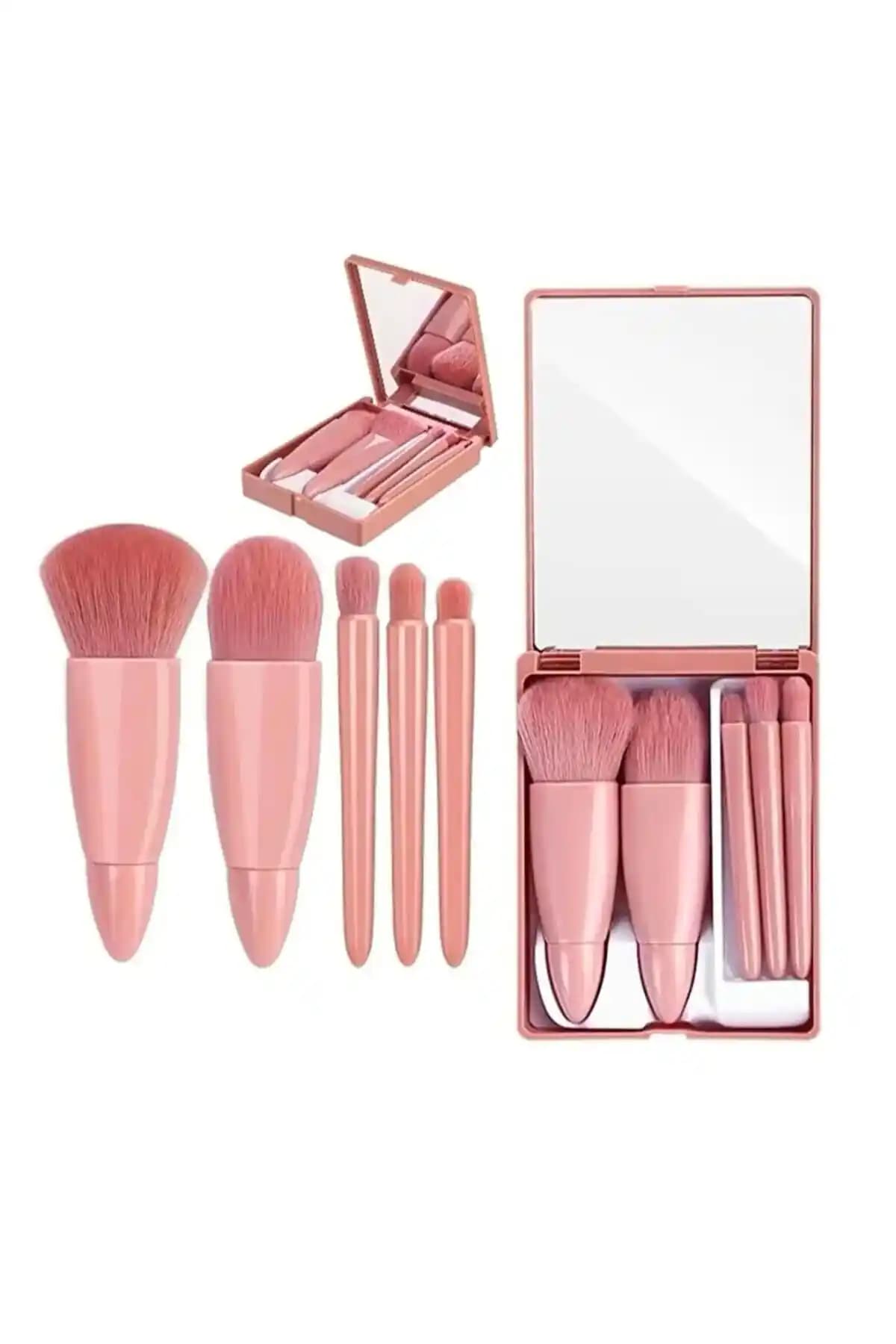 Roesıa Rose Cosmetics 5'li Aynalı Lüks Fırça Seti ile Profesyonel Makyaj Uygulaması