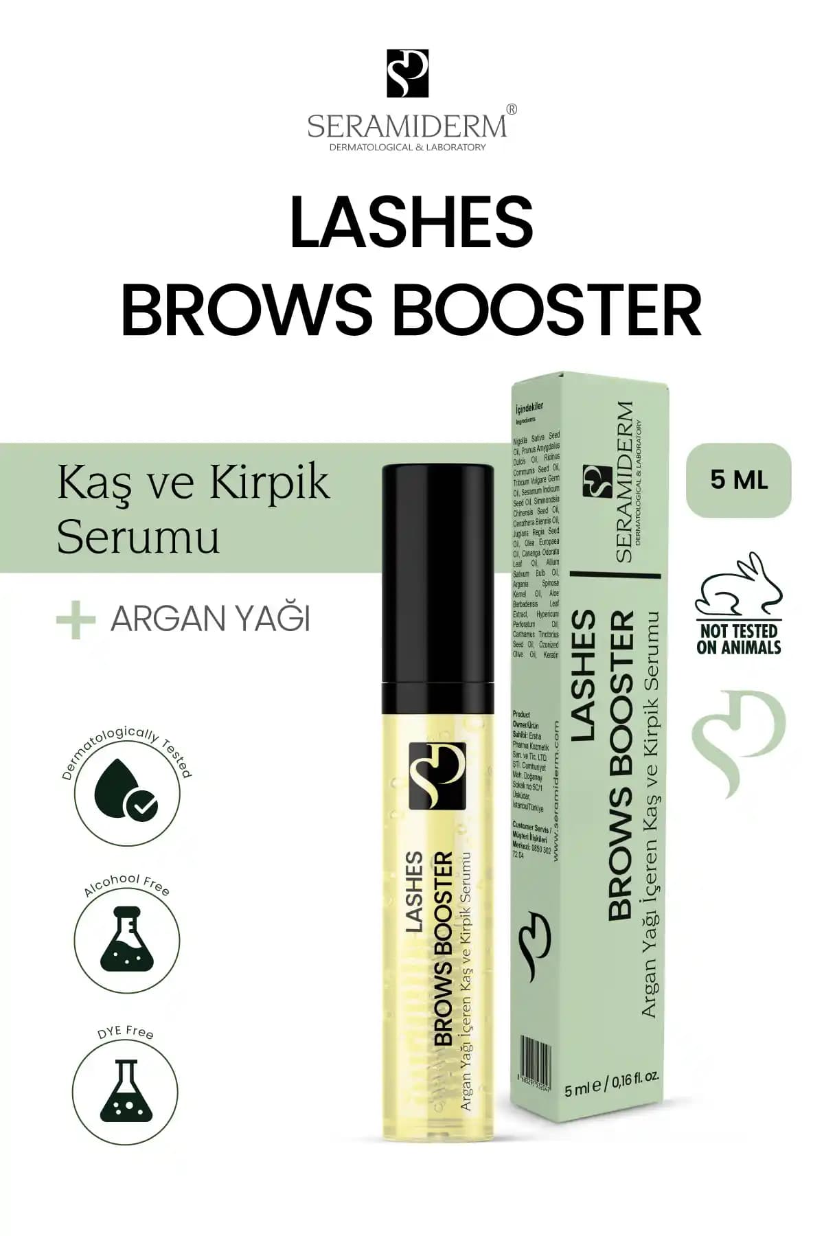 SERAMİDERM Argan Yağı İçeren Kaş ve Kirpik Bakım Serumu 5 ml ile Doğal Güçlendirme