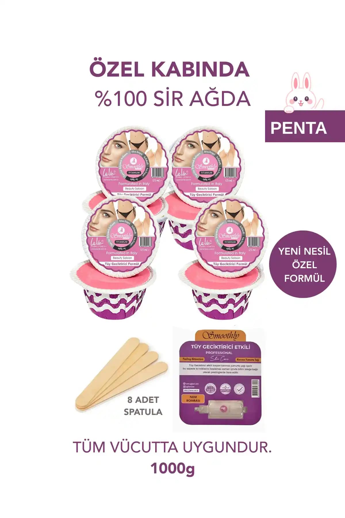 Smoothly 8 Parça Pudralı Boncuk Ağda Seti ve Karınca Yumurta Yağı ile Tüy Geciktirici Losyon