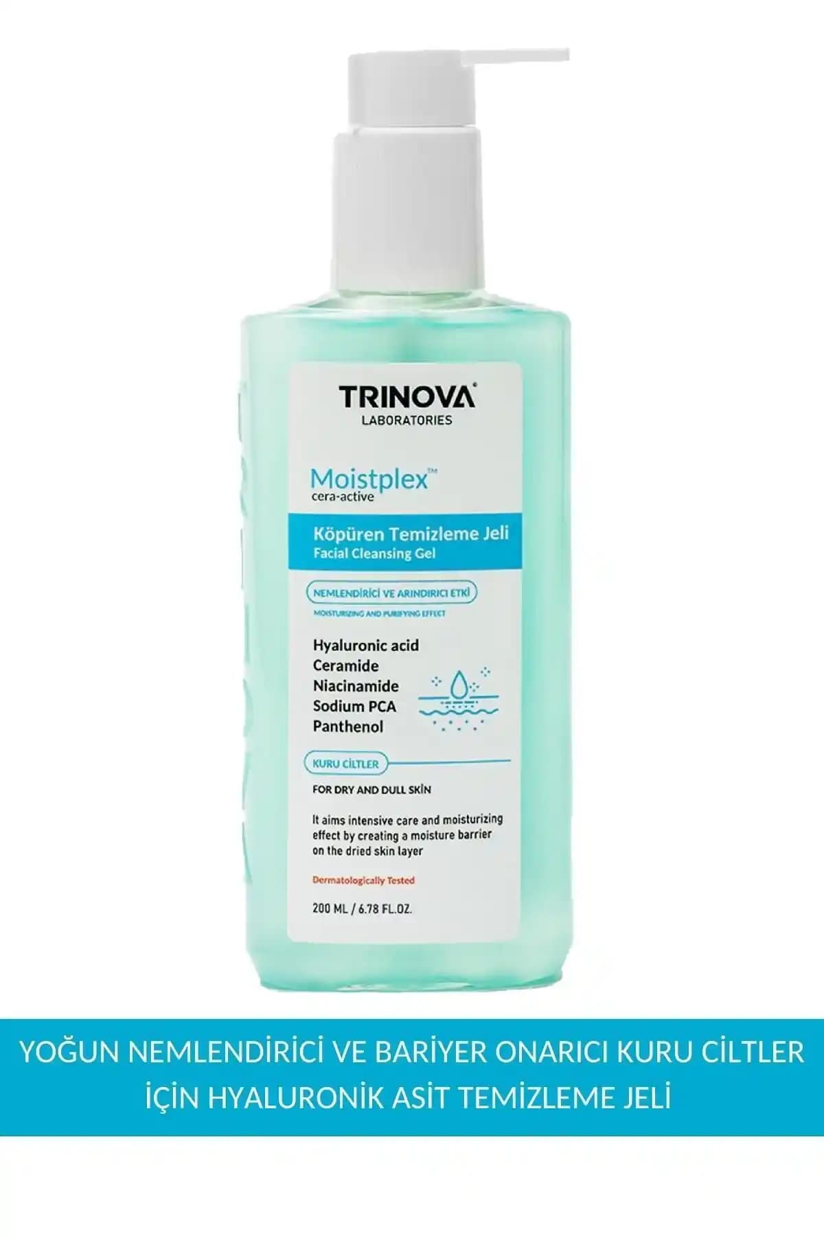Trinova Köpüren Temizleme Jeli Seramid İçerikli 200ml ile Kuru ve Hassas Ciltler İçin Etkili Bakım