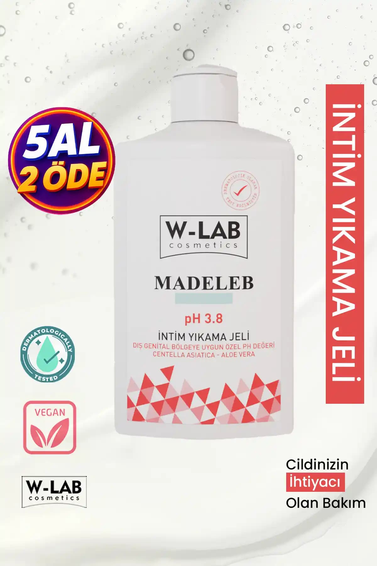 W-Lab Kozmetik Madeleb Intim Yıkama Jeli 250 ml ile Hassas Genital Bölge Bakımı