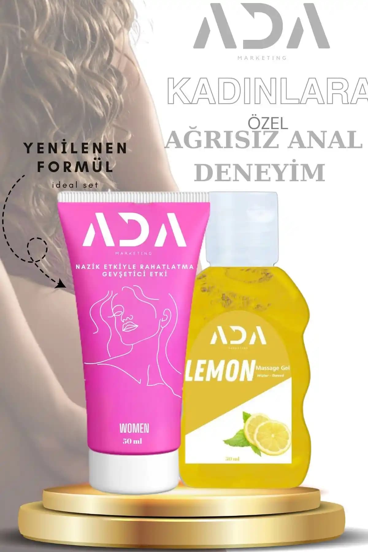 Ada Marketing Limon Aromalı Anal Jel ve Genişletici Krem Seti Konfor ve Ferahlık Sağlar