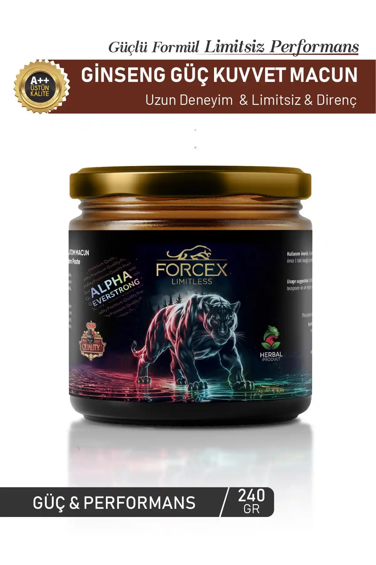 ALPHA EVERSTRONG Forcex Bitkisel Güç ve Enerji Takviyesi 240g Çikolata Aromasıyla