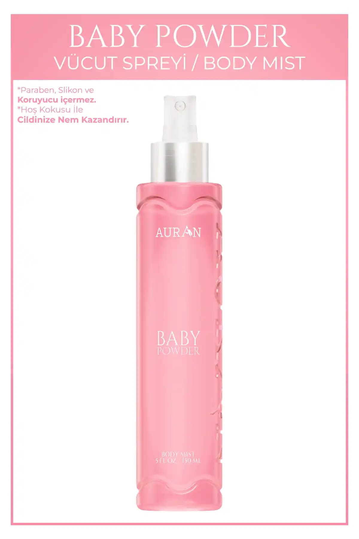 AURAN Bebek Pudrası Parfümlü Kadın Vücut Spreyi: Doğal ve Ferahlatıcı Günlük Kullanım Ürünü