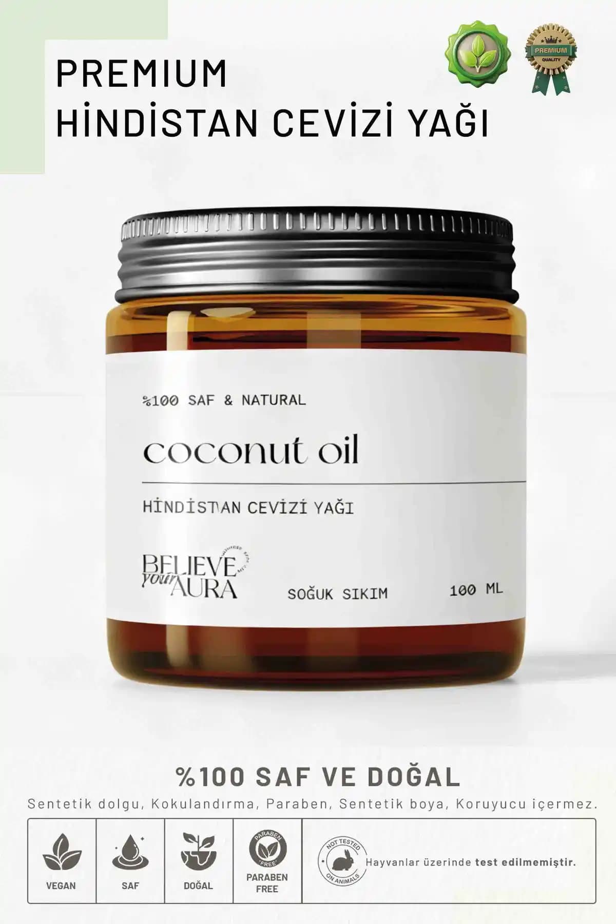 Believe Your Aura Hindistan Cevizi Yağı: Doğal ve Çok Amaçlı Güçlü Bakım Ürünü