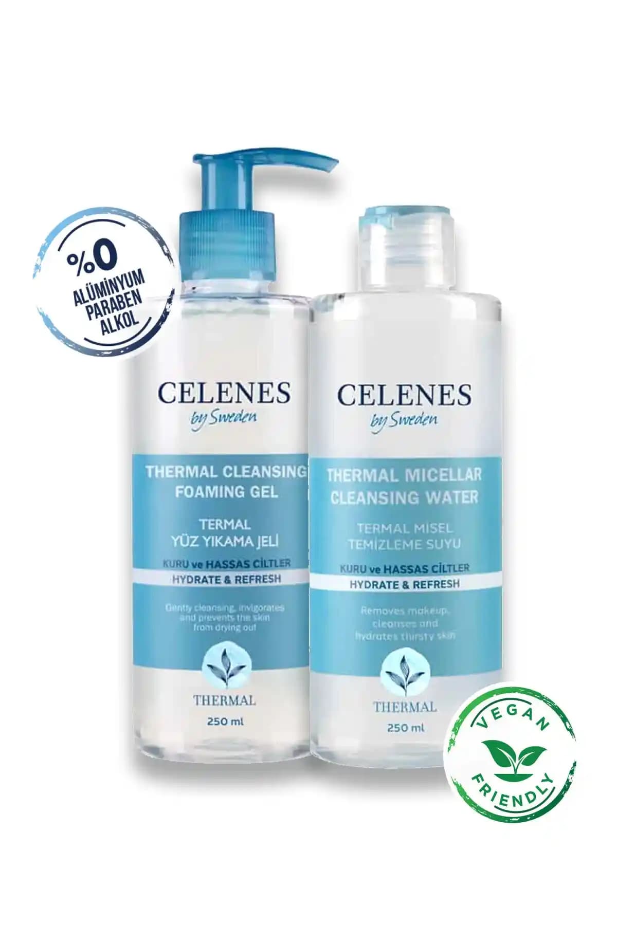 Celenes by Sweden Termal Yüz Temizleme Seti Hassas ve Kuru Ciltler İçin Doğal Bakım