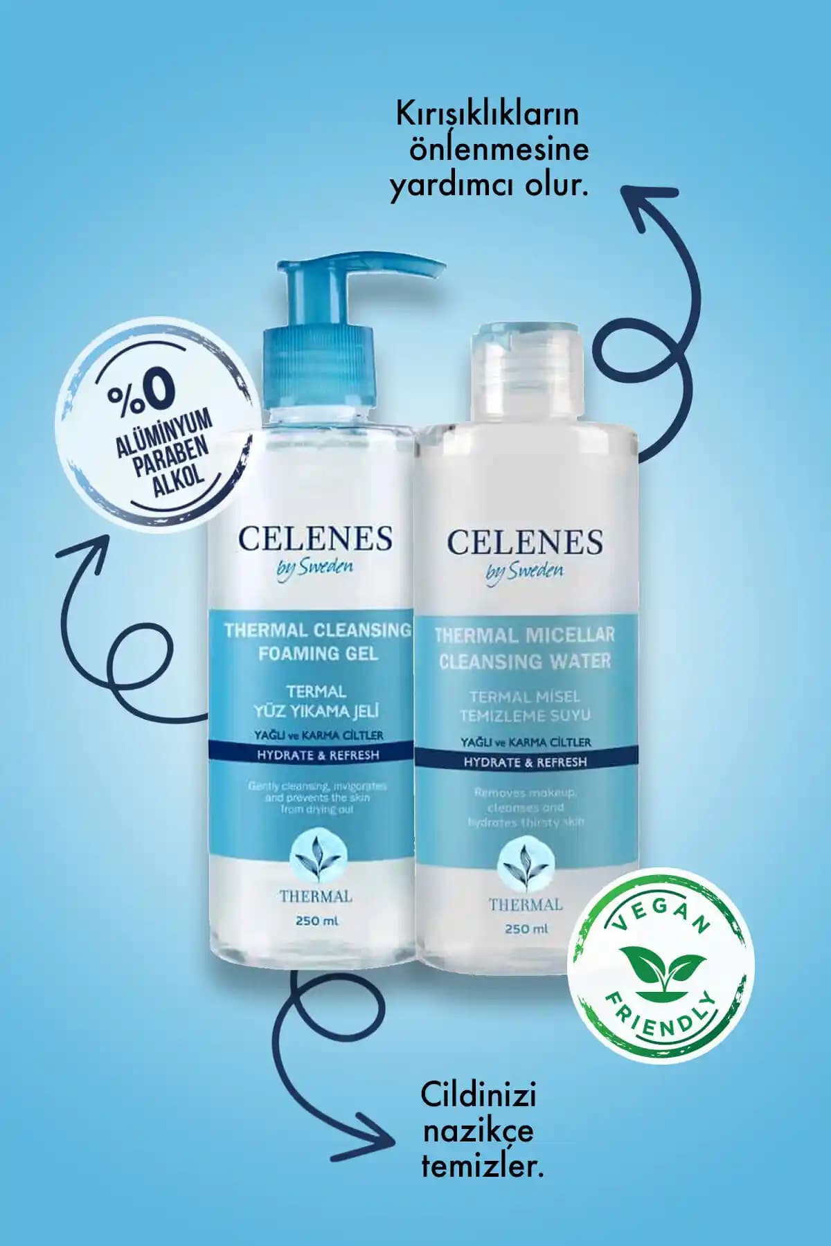 Celenes by Sweden Termal Yüz Temizleme Seti: Karma ve Yağlı Ciltler İçin Doğal Çözüm