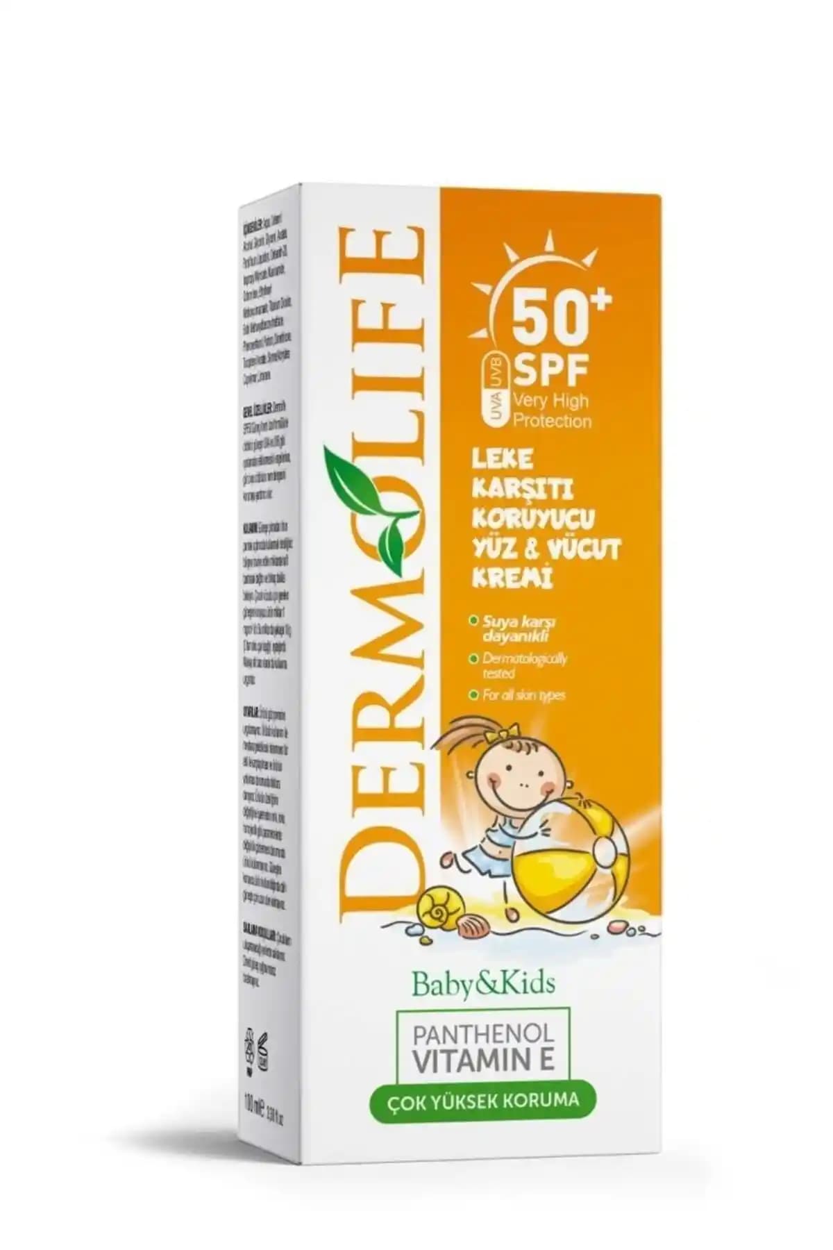 Dermolife Bebek ve Çocuklar İçin Yüksek Koruma SPF 50+ Güneş Kremi 100 ml