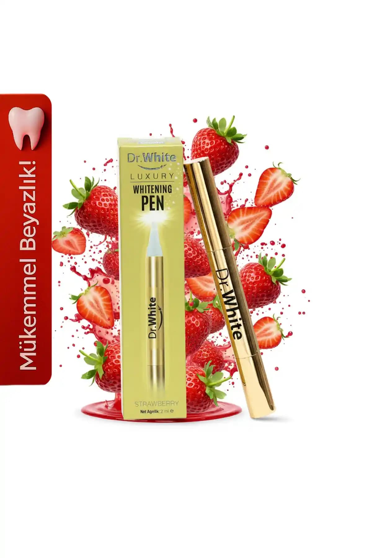 Dr White Çilek Aromalı Diş Beyazlatıcı Kalem: Pratik ve Etkili Günlük Diş Beyazlatma Çözümü