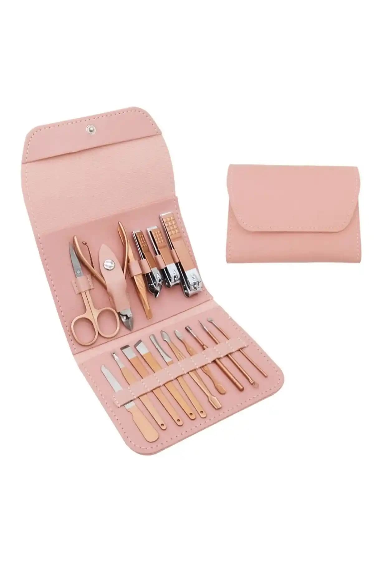 Duhaline 16 Parça Profesyonel Çelik Bakım Seti Pudra Pembe Şık ve Dayanıklı Tasarım