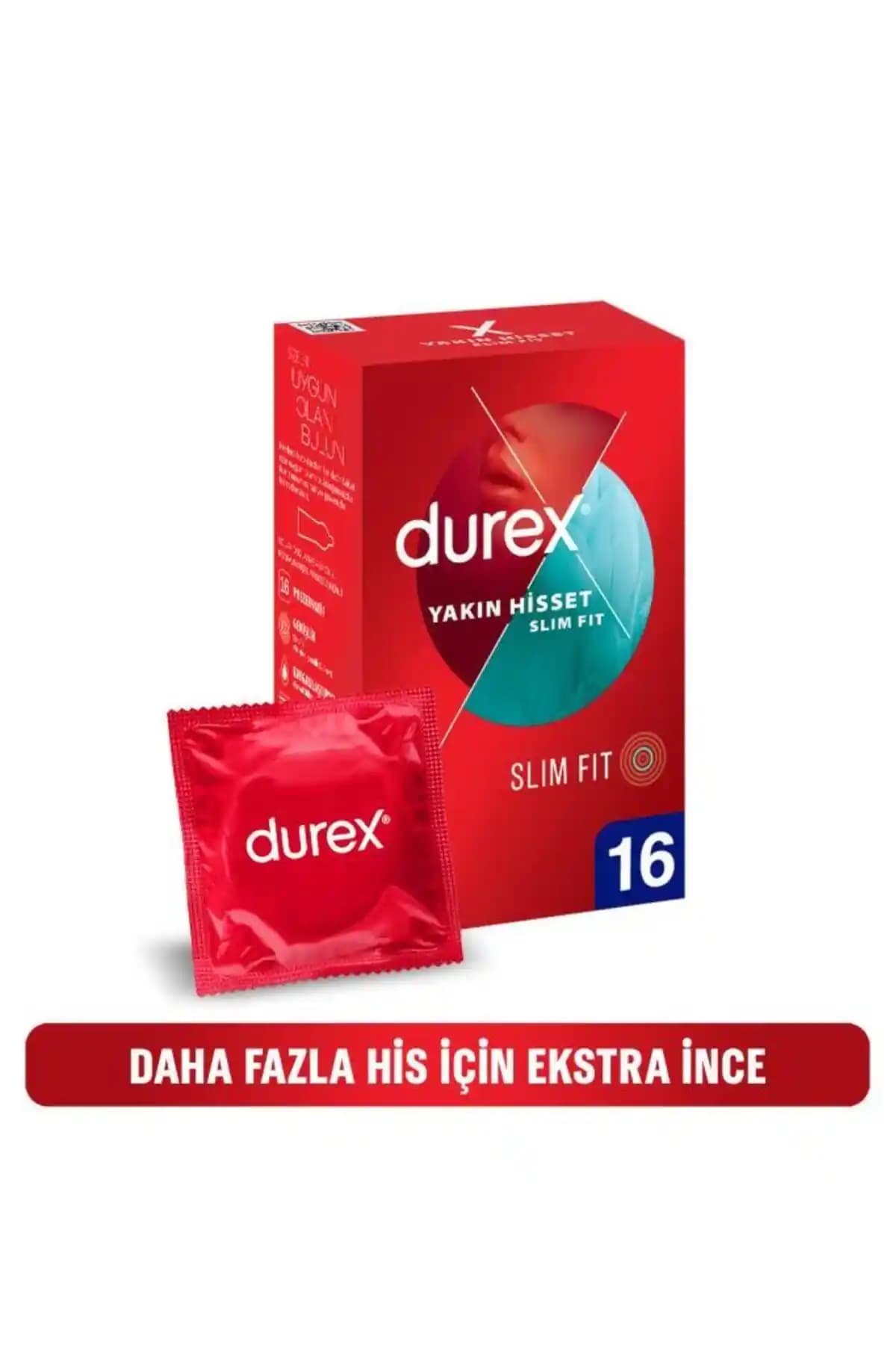Durex Yakın Hisset 16'lı Slim Fit Prezervatif: Güvenli ve Konforlu Kullanım İçin Ideal