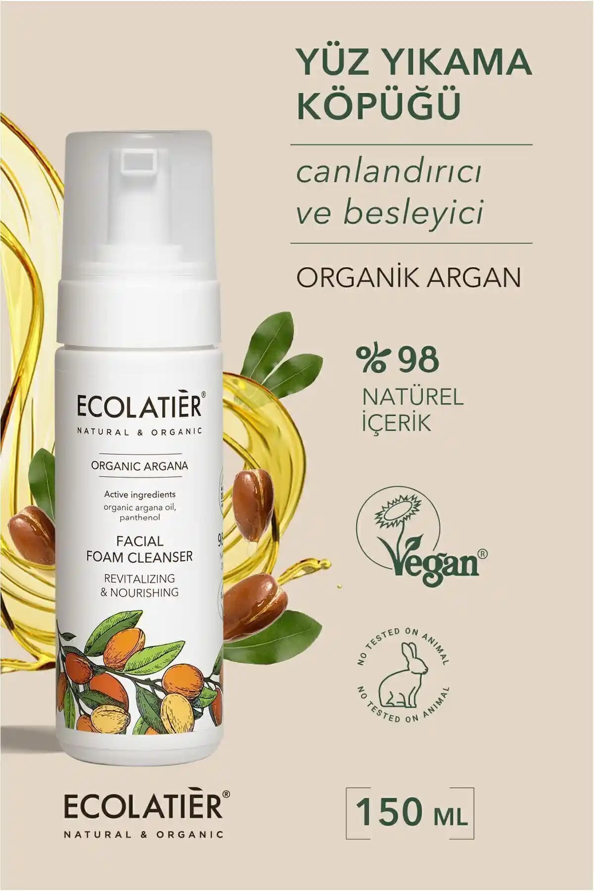 ECOLATIER Organik Yüz Temizleme Köpüğü Hassas Ciltler İçin Doğal Temizlik Çözümü