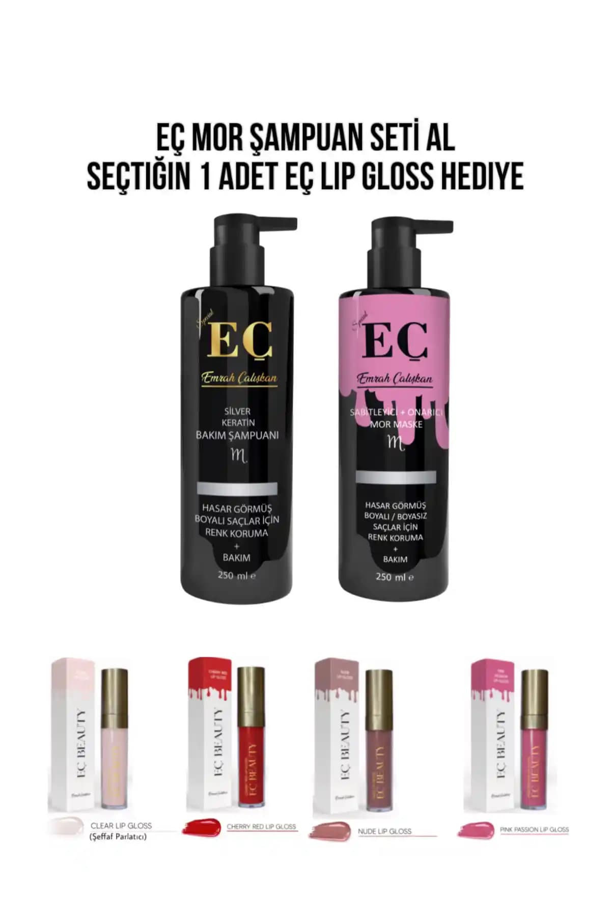 Emrah Çalışkan EÇ Mor Şampuan ve Mor Maske: Renk Koruma ve Parlaklık Sağlayan Yenilikçi Saç Bakım Seti
